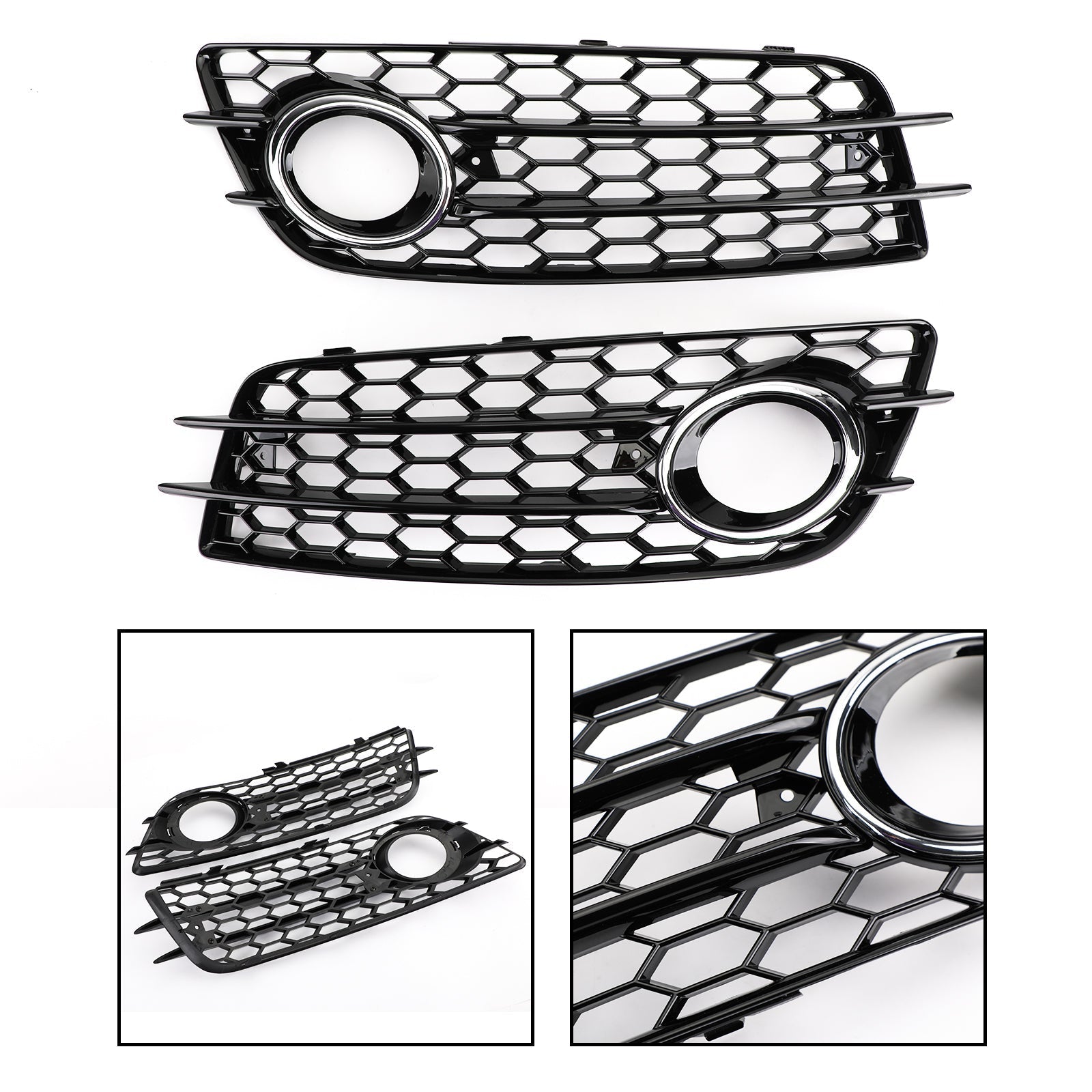 Audi S4 2008-2012 Honeycomb Style Fog Light Grill Replacement Grille Bumper