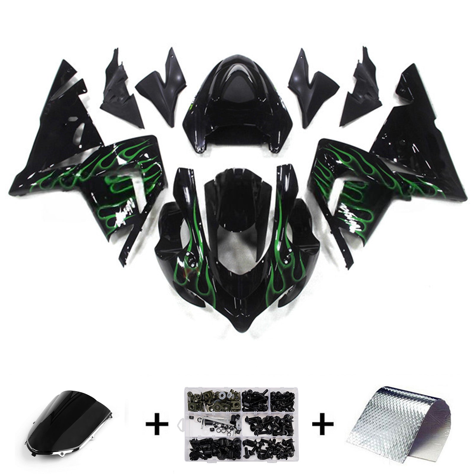 Injection Fairing Kit Bodywork Plastic ABS fit For Kawasaki ZX10R 2004-2005