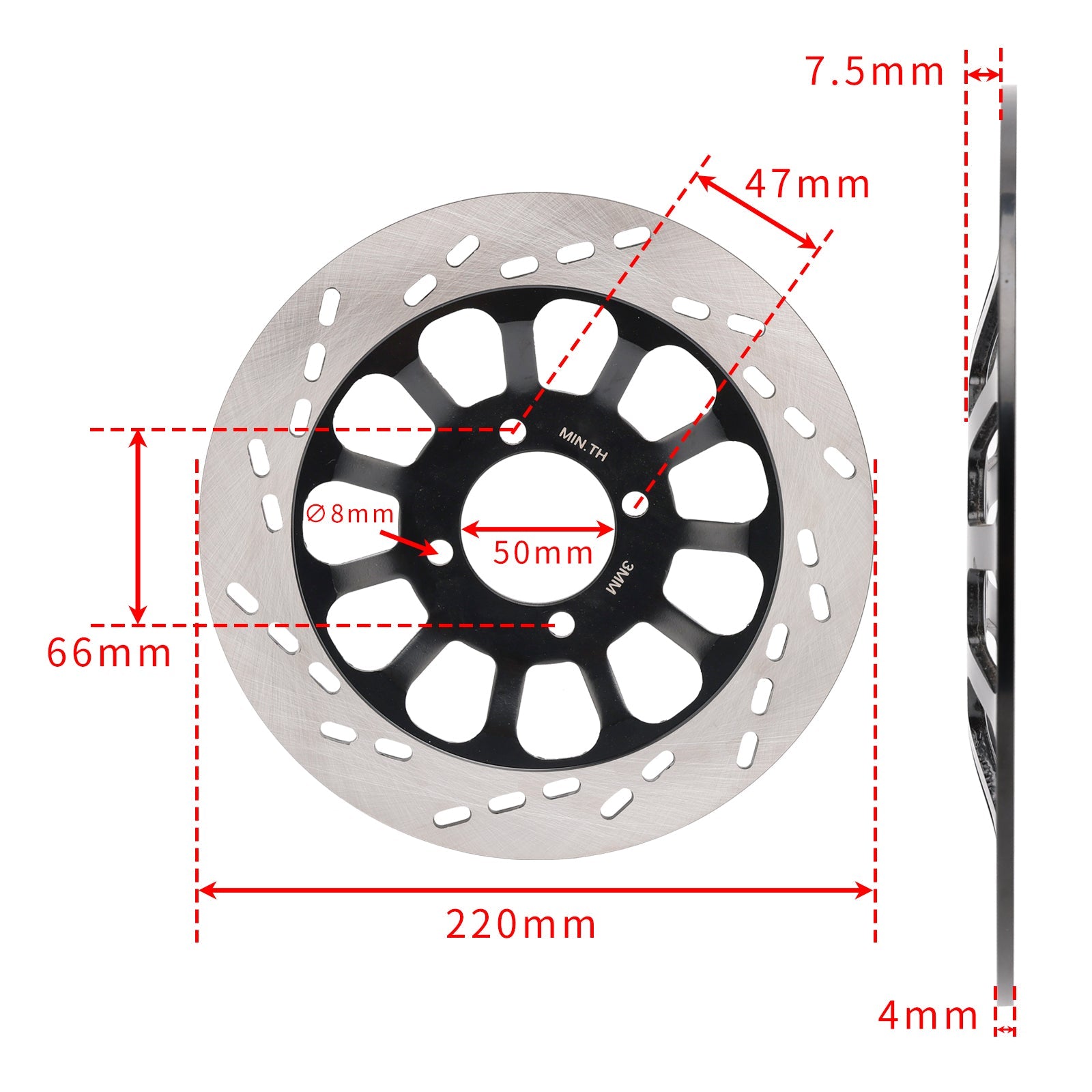 Front Solid Brake Disc Rotor 220mm Fit For Suzuki GN125 NF41A 4T GN125E 1982-2001