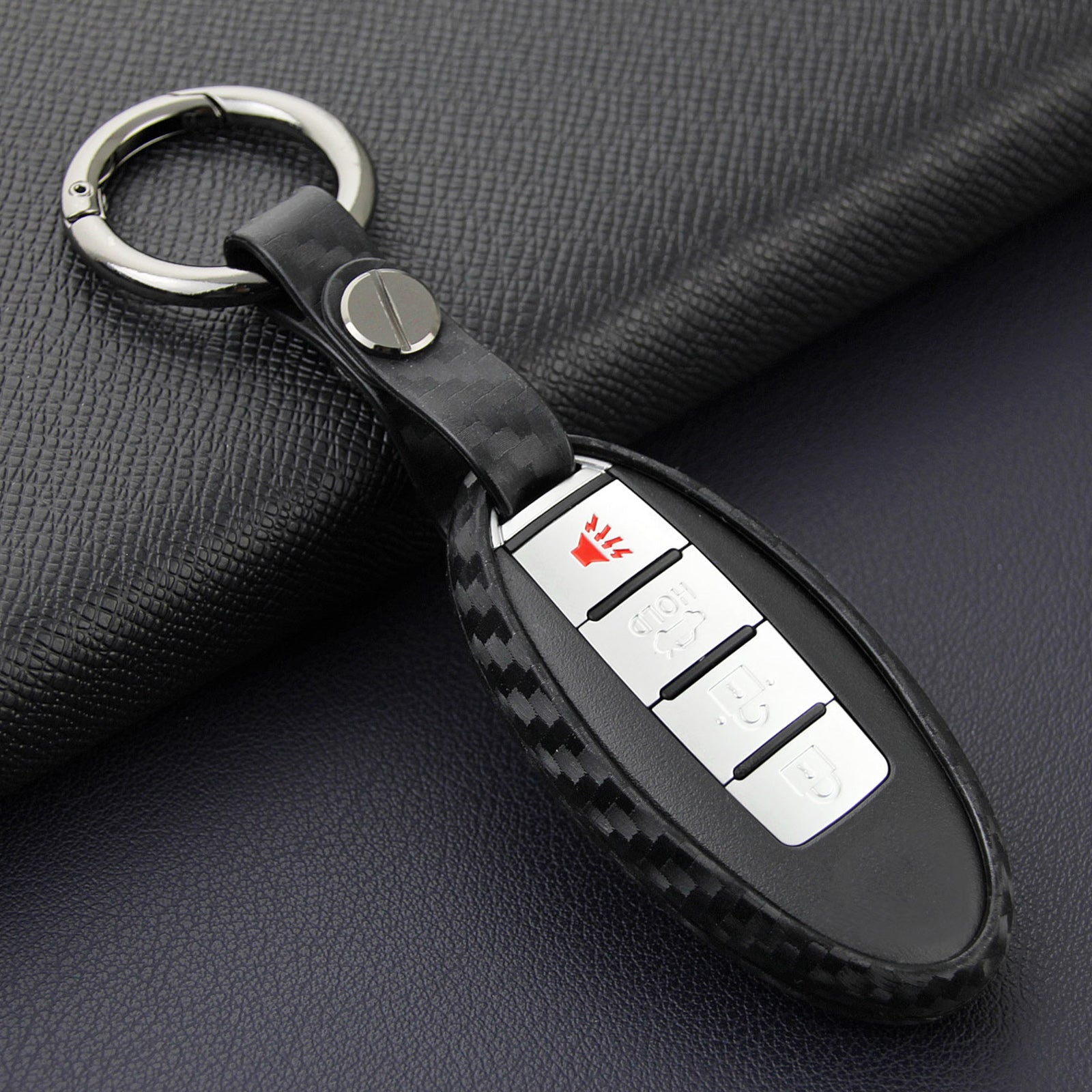 Leather Silicone Car Key Case Cover With Buckle For Nissan