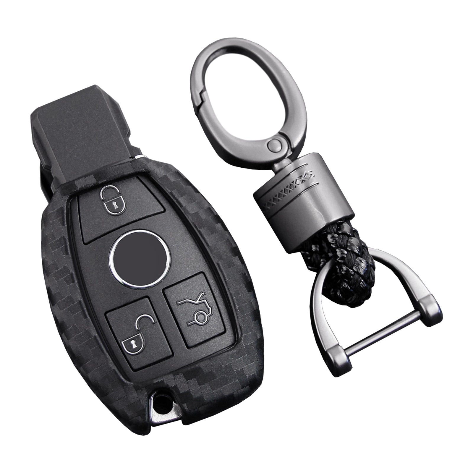 Leather Silicone Car Key Case Cover With Buckle For Mercedes-Benz