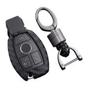 Leather Silicone Car Key Case Cover With Buckle For Mercedes-Benz