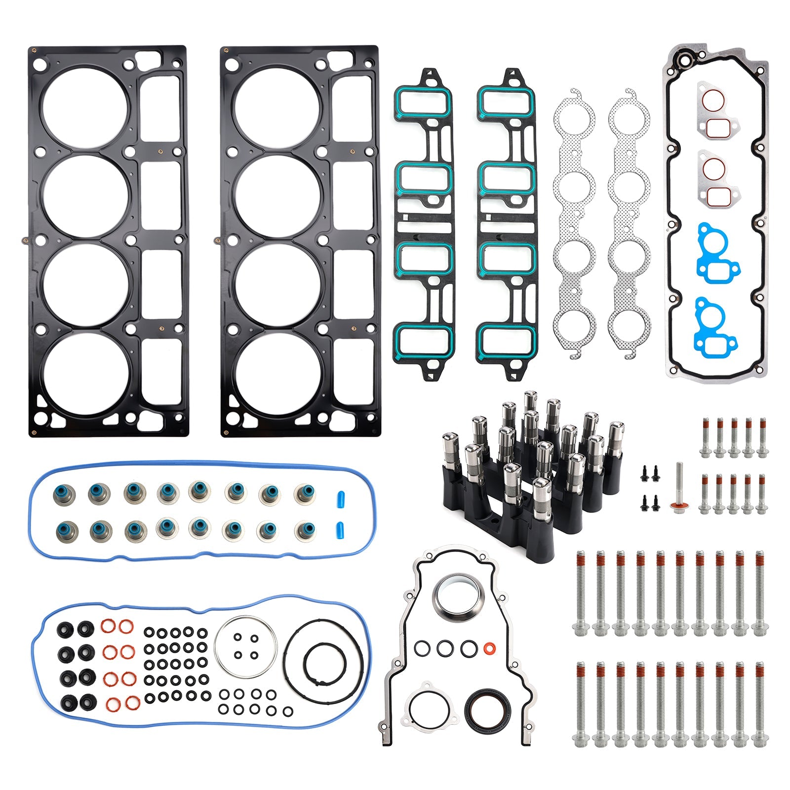 2011-2016 For Chevrolet Express 3500 6.0L 5967CC 364CID V8 CNG OHV, (16 Valve) NON AFM Lifters Head Gasket Bolts Kit 12499225
