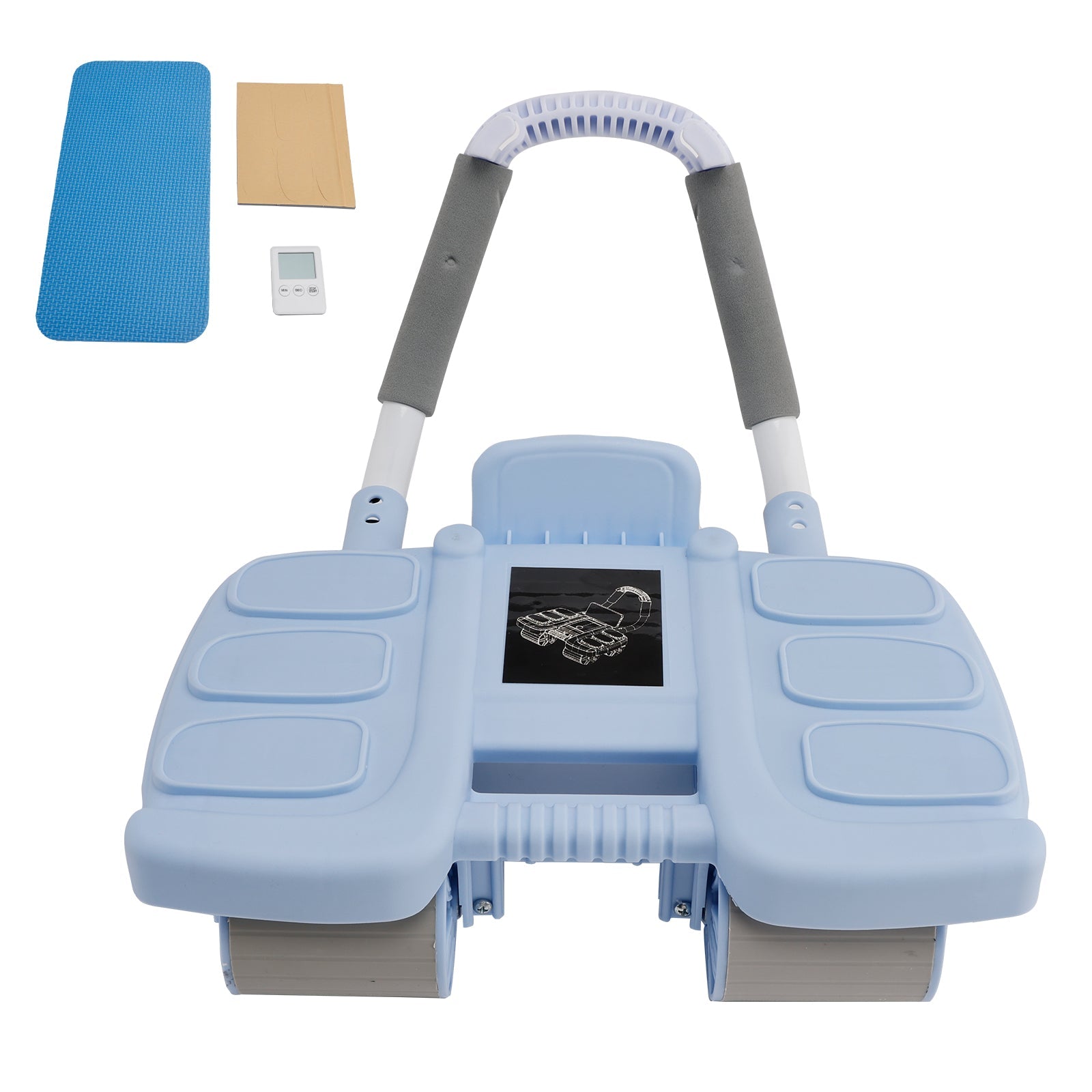Perfect Core Trainer for Men & Women Automatic Rebound Ab Wheel with Elbow Support & 4-Wheel Stability – Includes Timer Portable Home Gym Equipment Blue