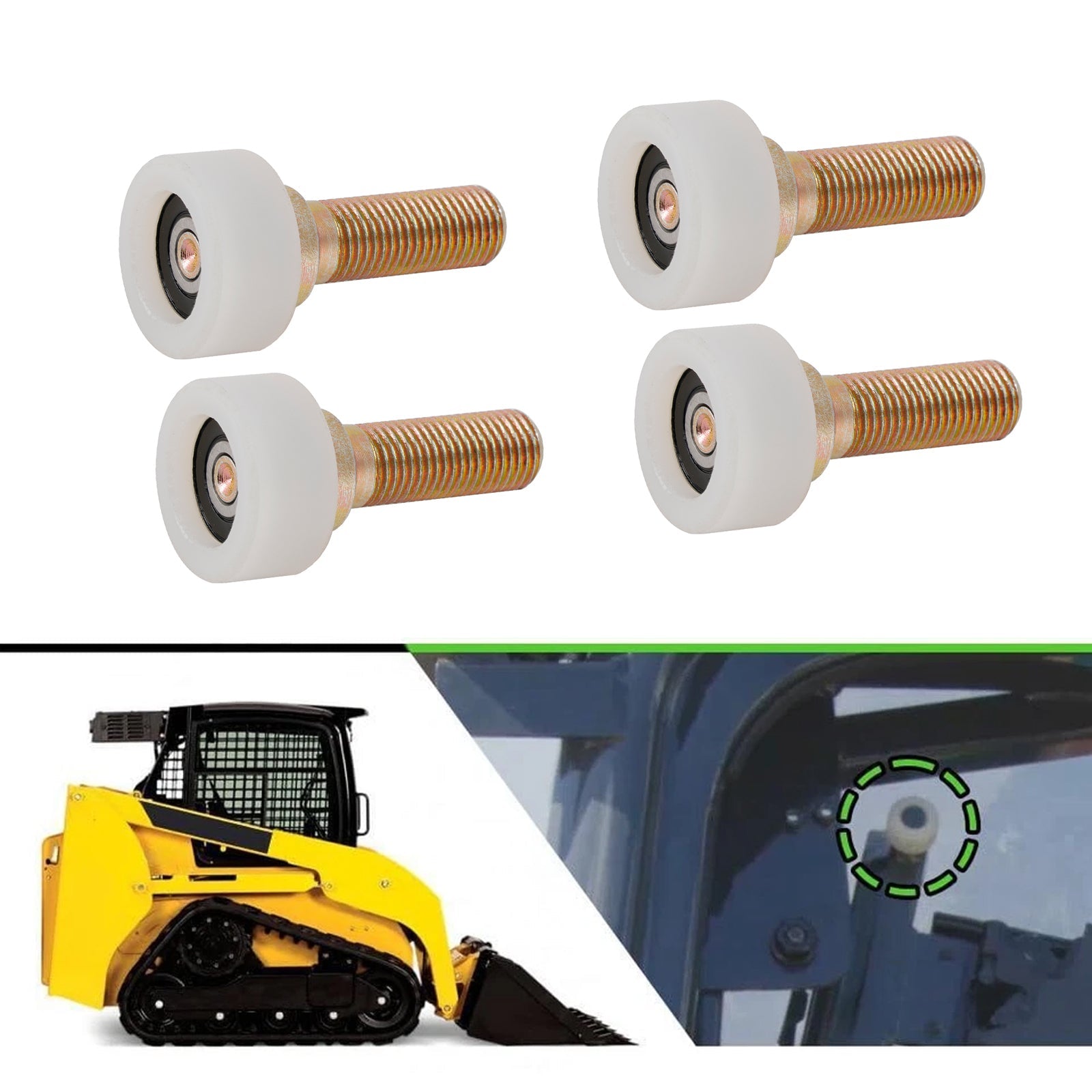 4Pcs Cab Door Roller AT319018 Fits For John Deere Skid Steer 240 250 260 270