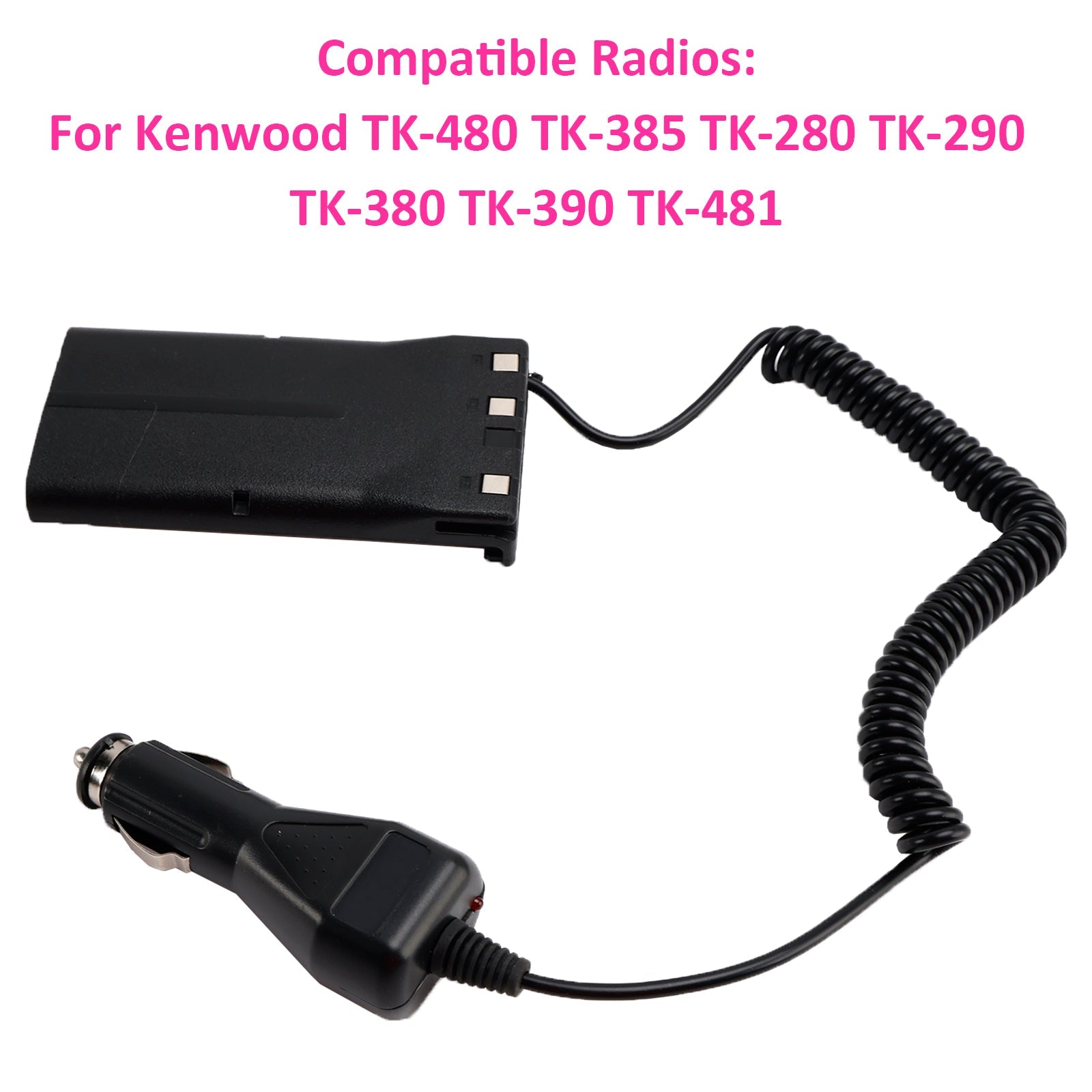 Car Charger Battery Eliminator Adapter For TK-480 TK-385 TK-280 TK-290 TK-380