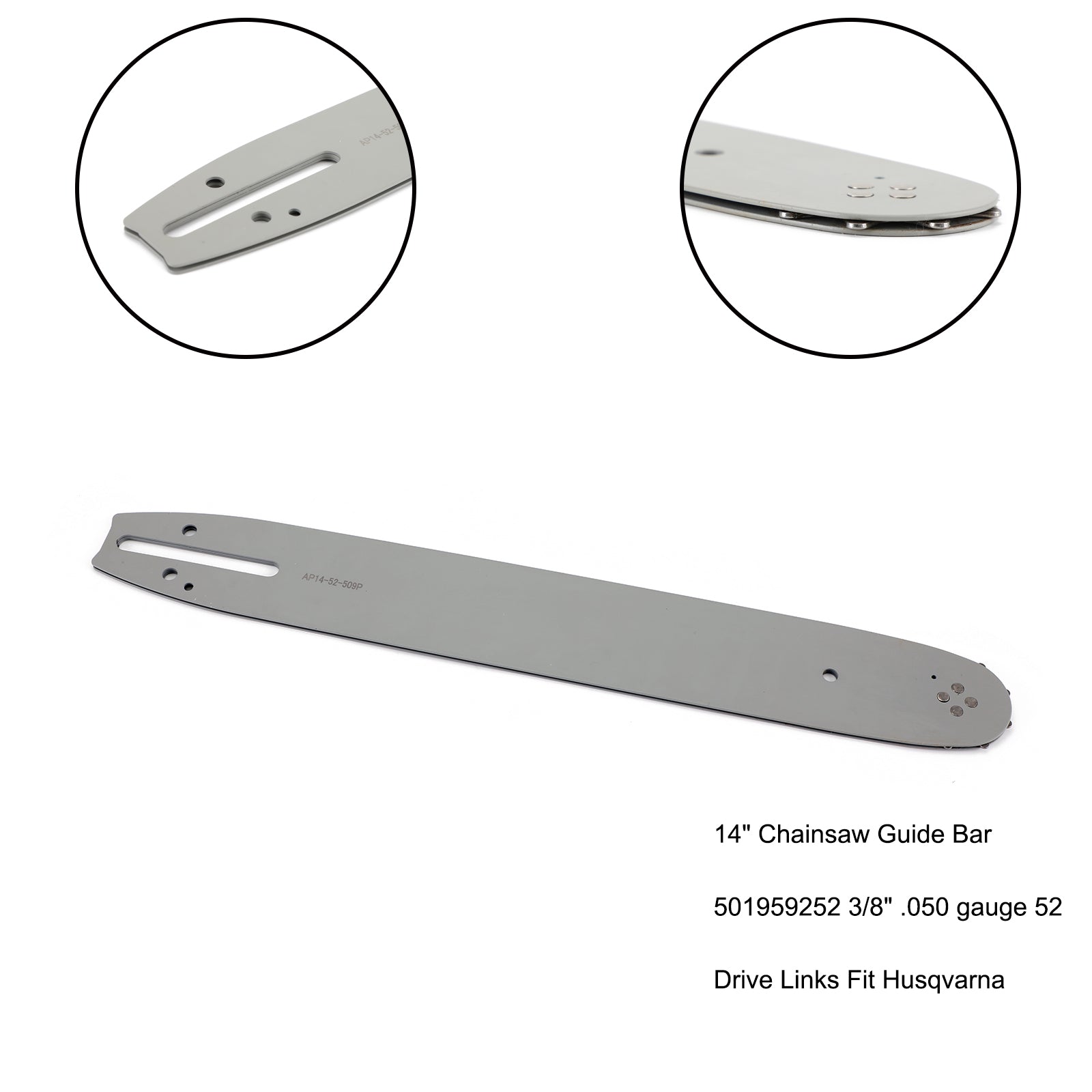 14" Chainsaw Guide Bar 501959252 3/8" .770 gauge 52 Drive Links Fit Husqvarna