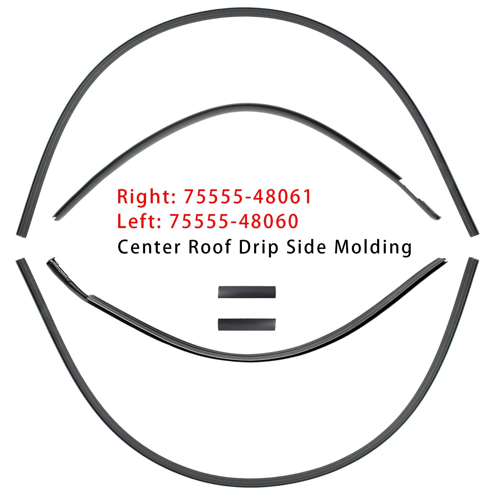 6PCS Left + Right Center Roof Drip Side Molding For Toyota Highlander ?2008-2013