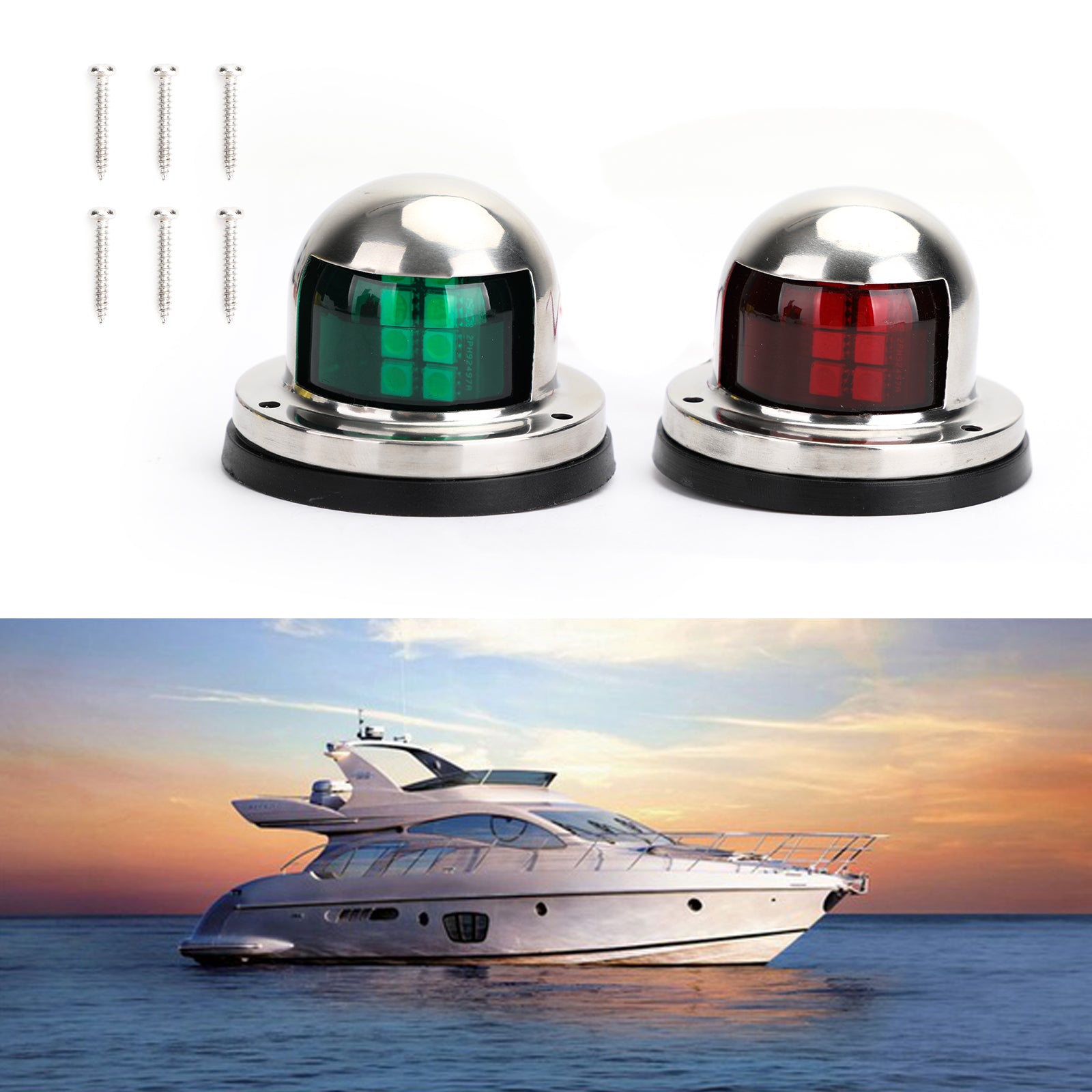 2PCS Red Green Navigation 16 LED Marine Bow Boat 12V Yacht Pontoon Bright Lights