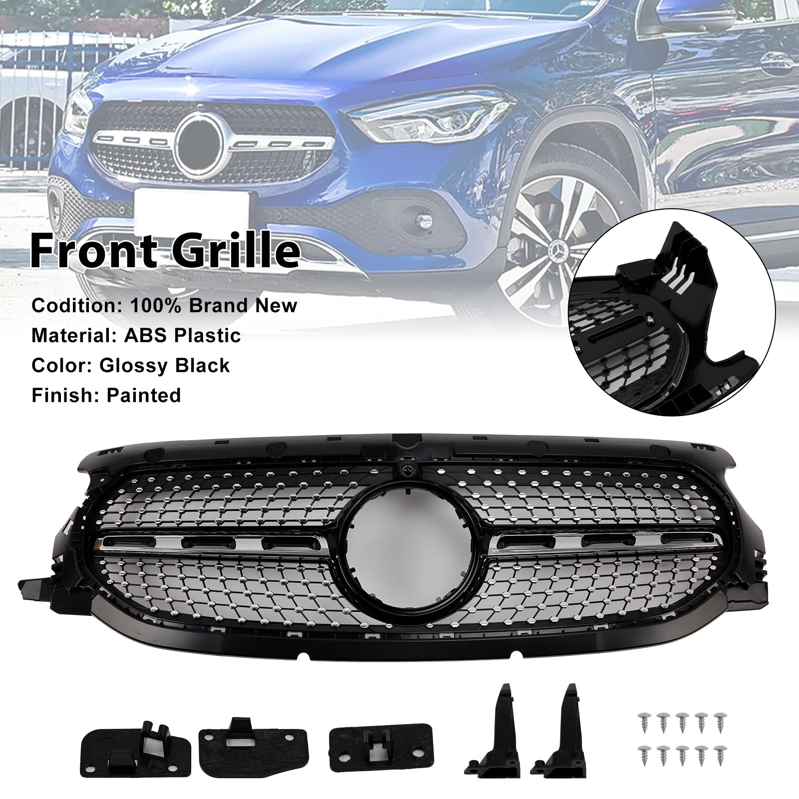 2020-2023 Mercedes-Benz H247 GLA250 GLA200 Diamond Front Grille Grill