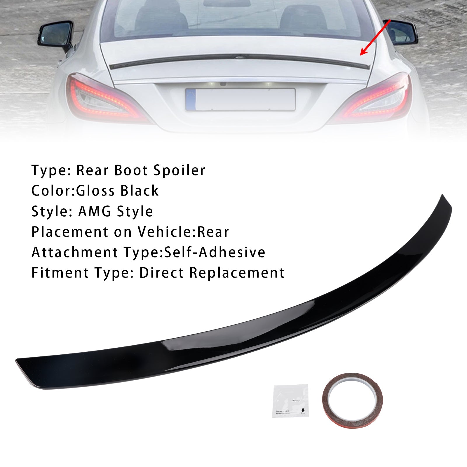 Gloss Black Rear Boot Spoiler For Mercedes-Benz CLS-Class W218 C218 10-18