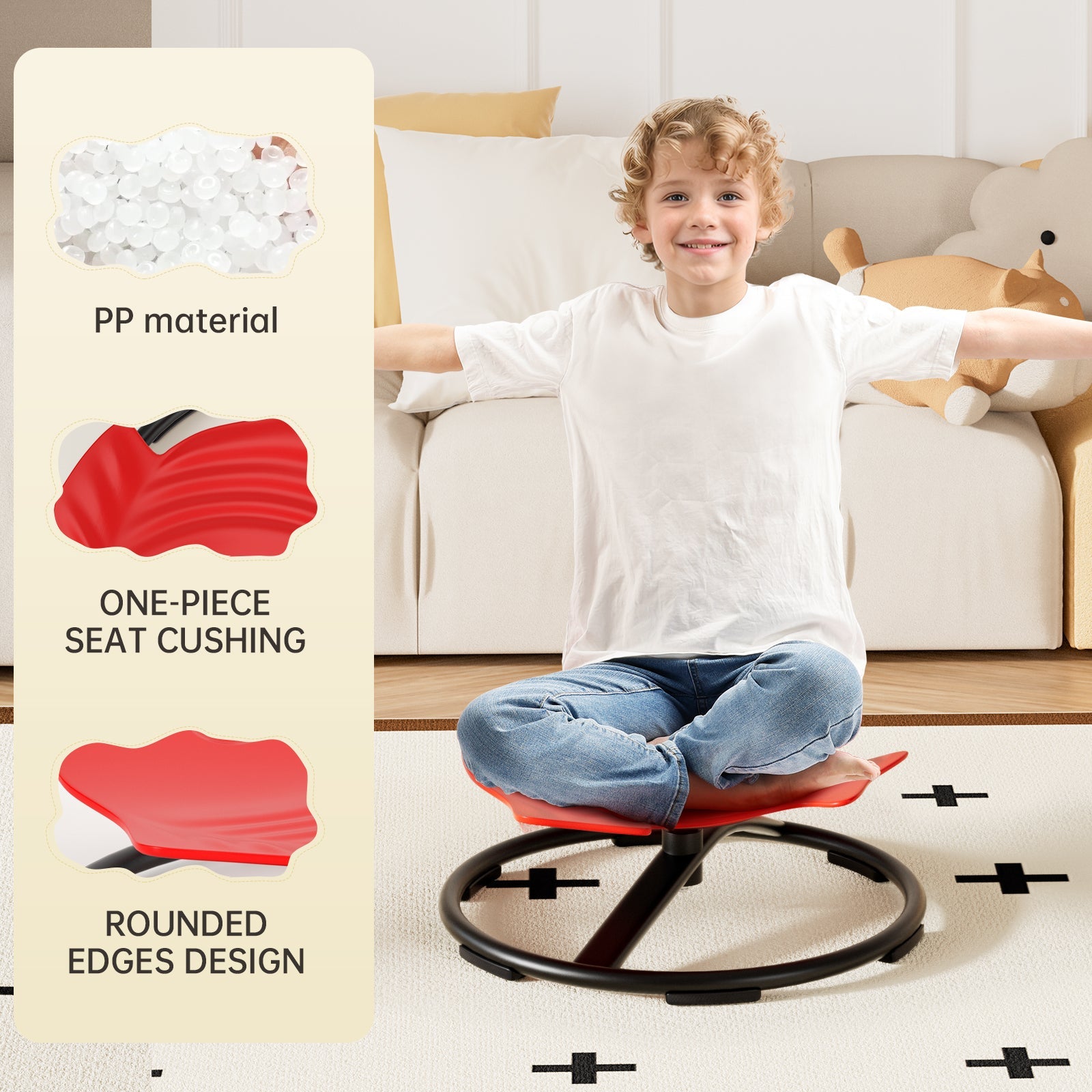 Sit + Spin 360°Sensory Spinning Seat Swivel Toy Kids Fish Wobble Chair Stool