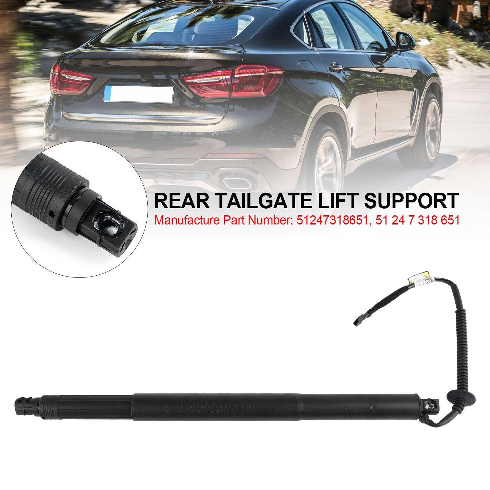 2014-2019 BMW X6 F16 SUV xDrive 30d 2993ccm 211HP 155KW (Diesel) Rear Left Tailgate Power Lift Support 51247318651