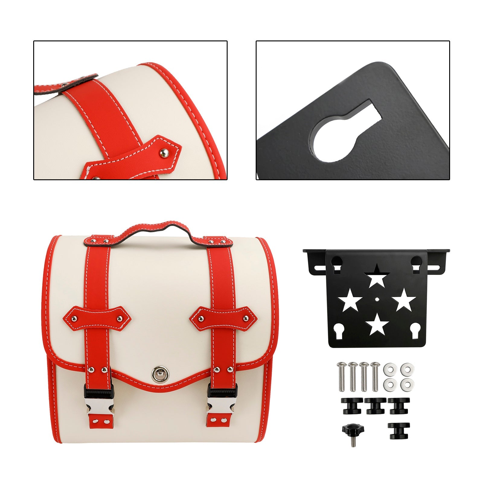 Set Of Quick Release Saddlebag W/ Bracket Luggage Storage White For Motorbike