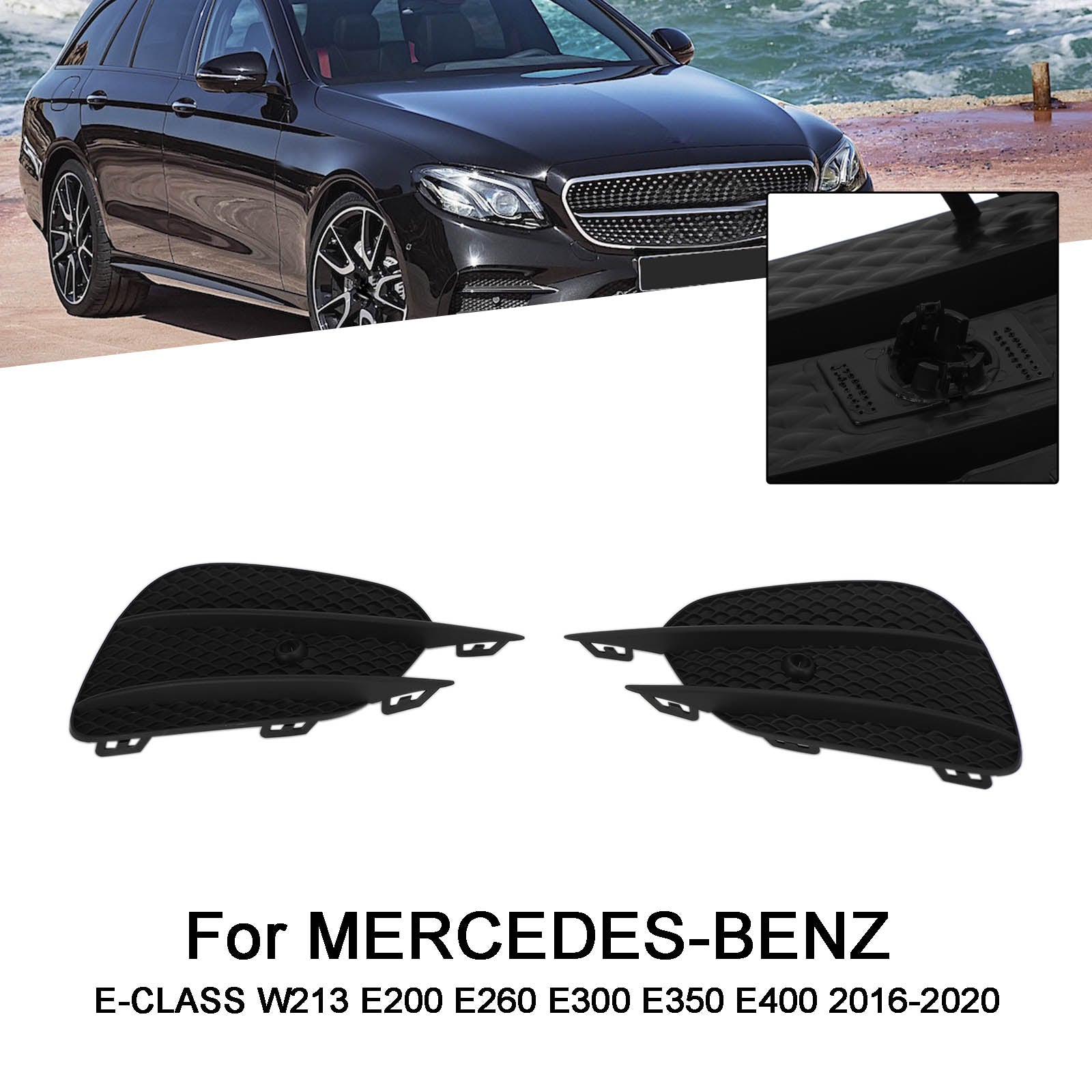 2016-2020 MERCEDES E-Class W213 2pcs Bumper Grille Fog Lights Grill Grille Trim Cover