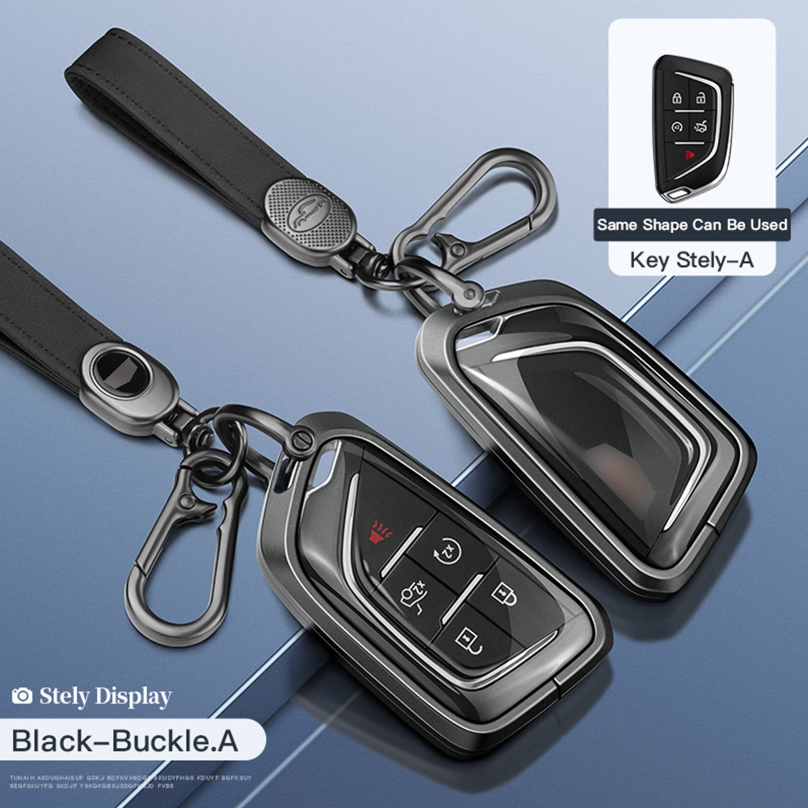 Aluminum Alloy TPU Black Car Key Case Cover With Buckle For Cadillac