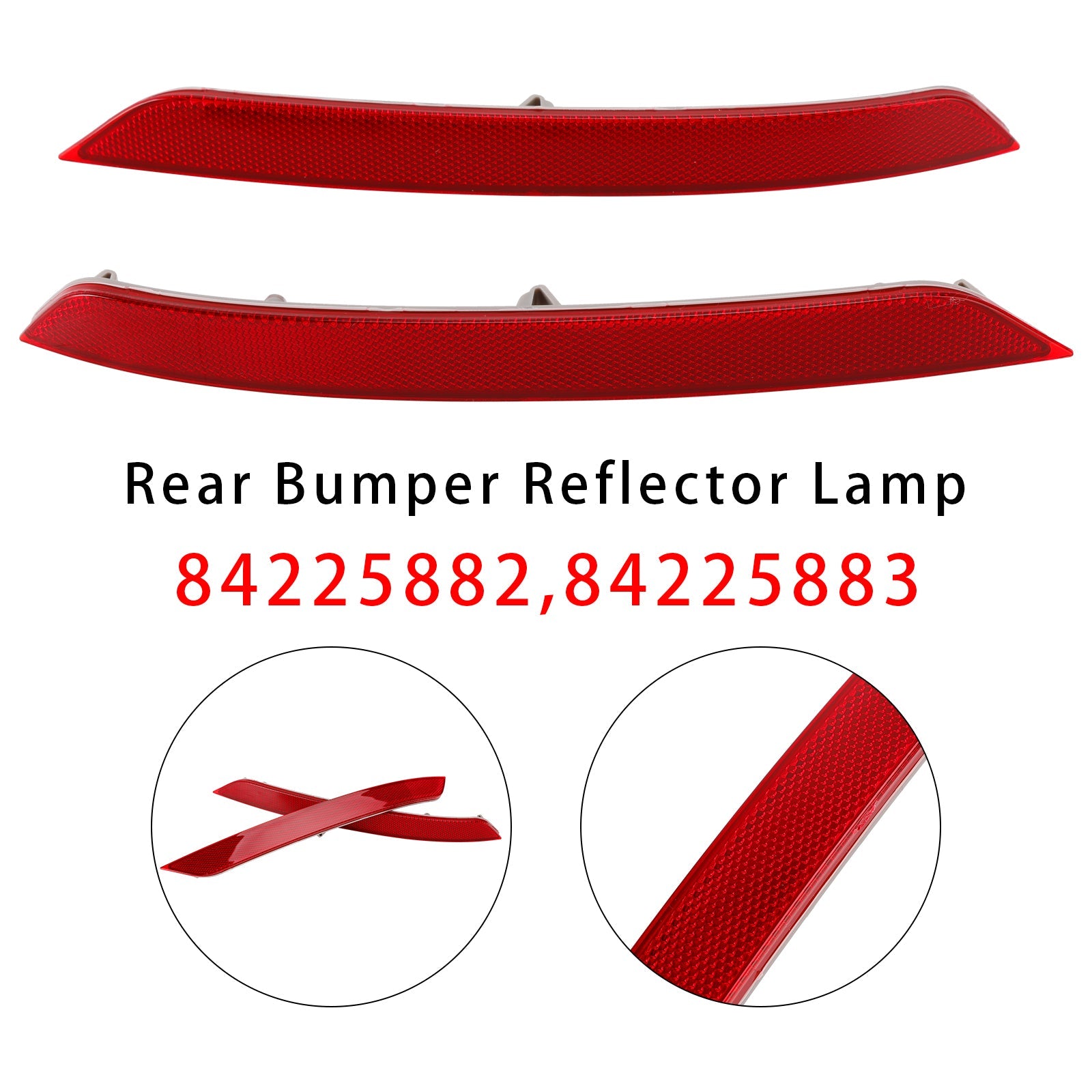 Red Rear Left+Right Bumper Reflector Lamp For GMC Terrain 2018-2024