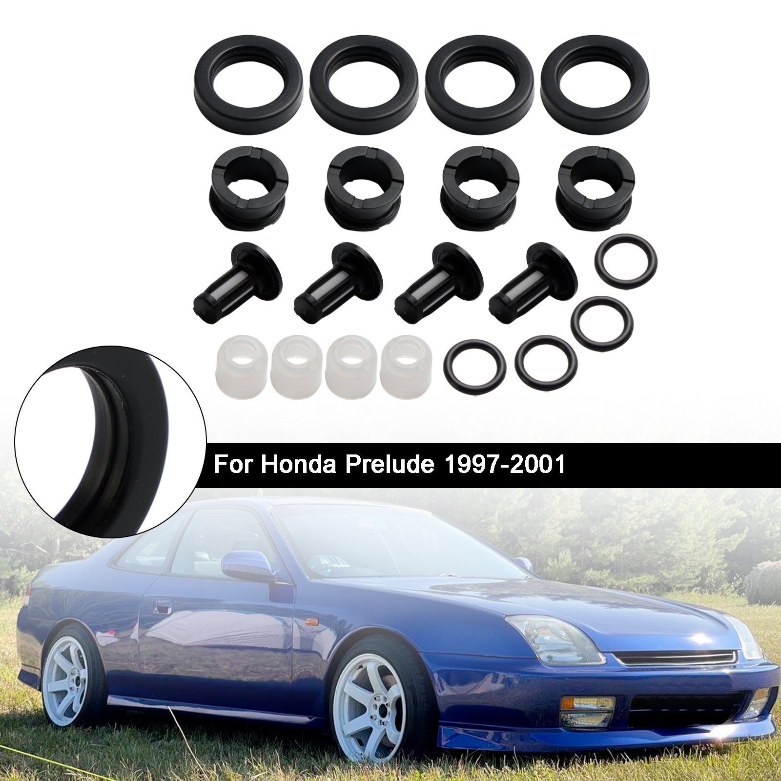 1997-2001 Honda Prelude Fuel Injector Repair Service Kit H22A4 FJ582