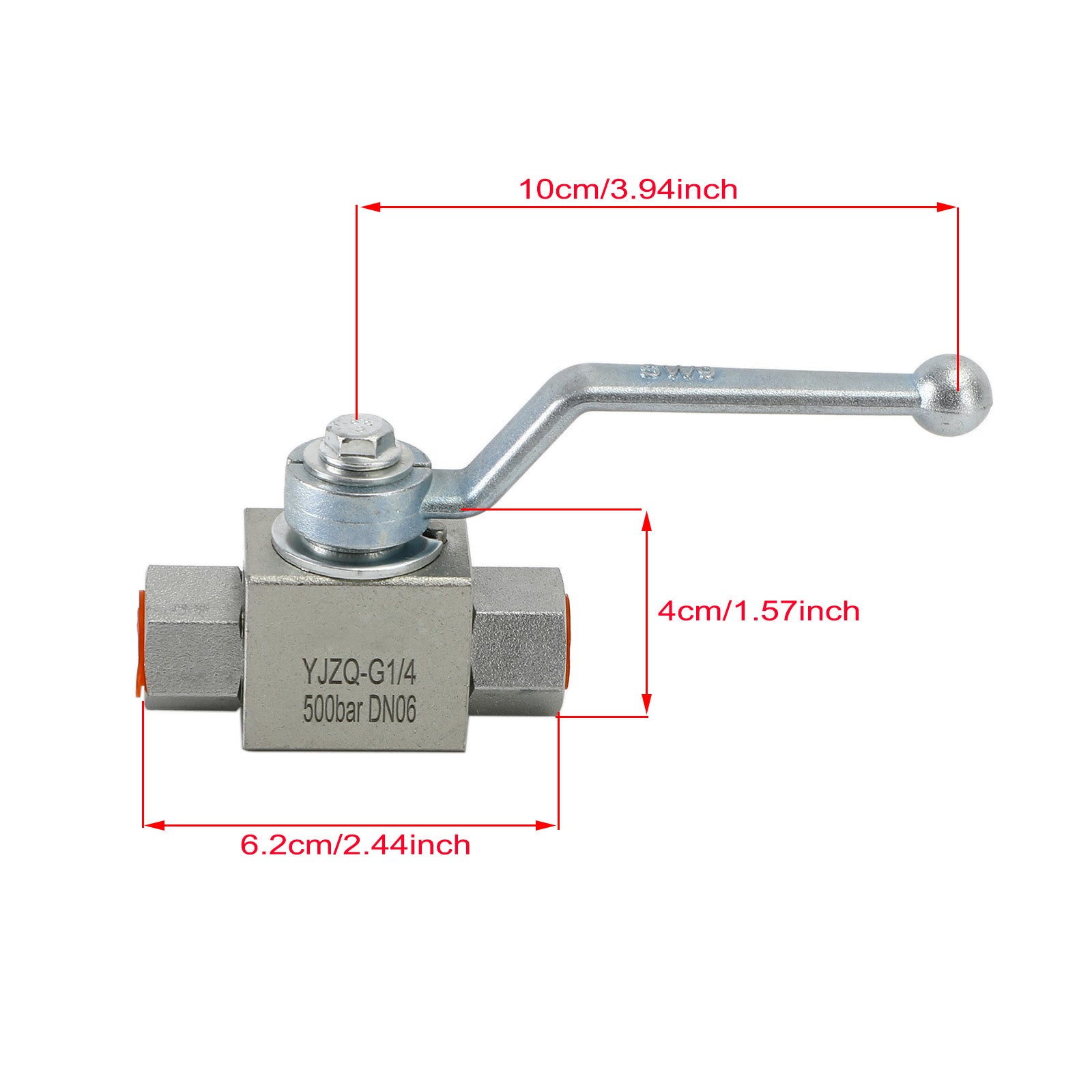 2 Way Hydraulic Ball Valve 1/4" NPT Female High Pressure Ball Valve, 1/4 DN06"