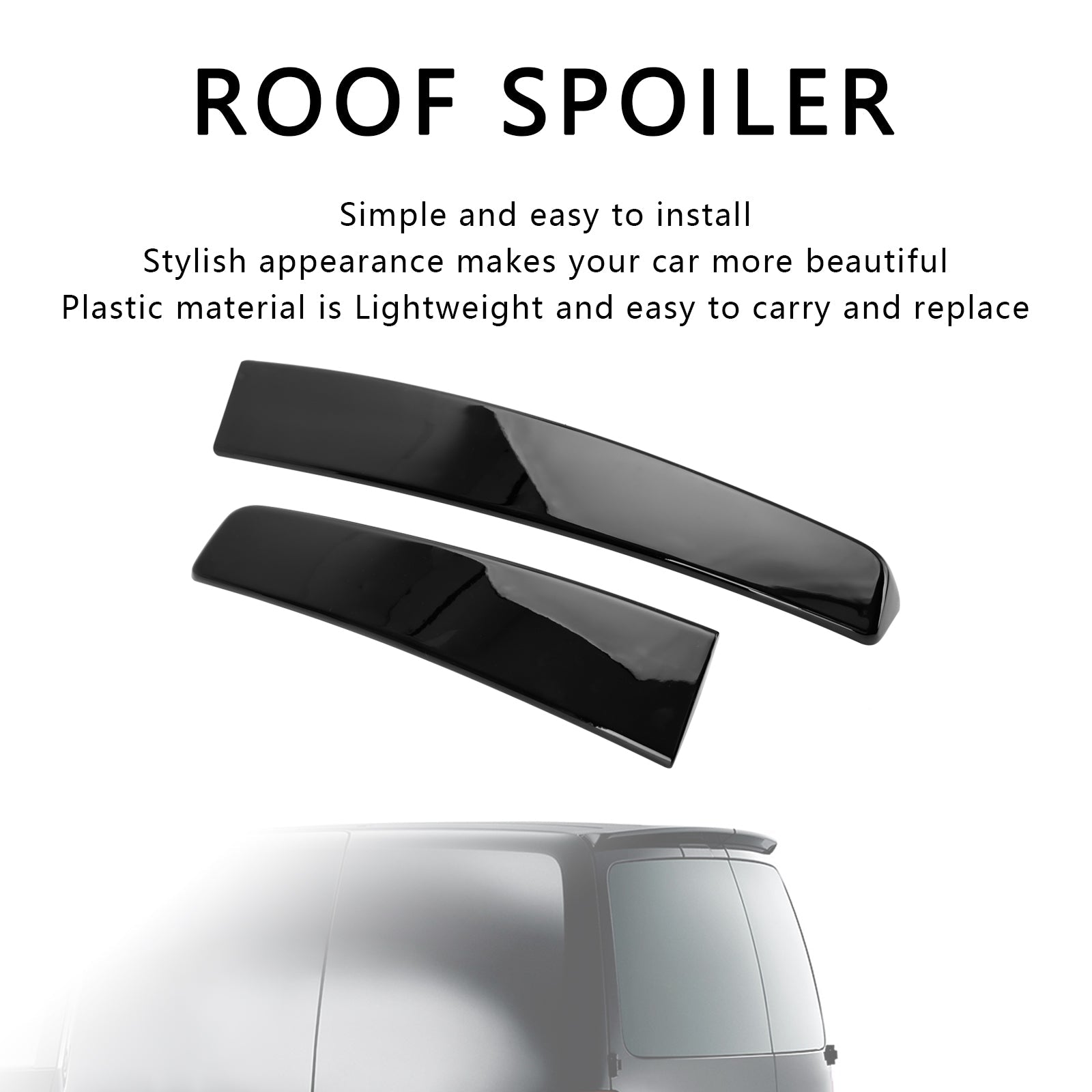2005-2018 VW Caddy Maxi Gloss Black Rear Twin Barn Door Trunk Spoiler
