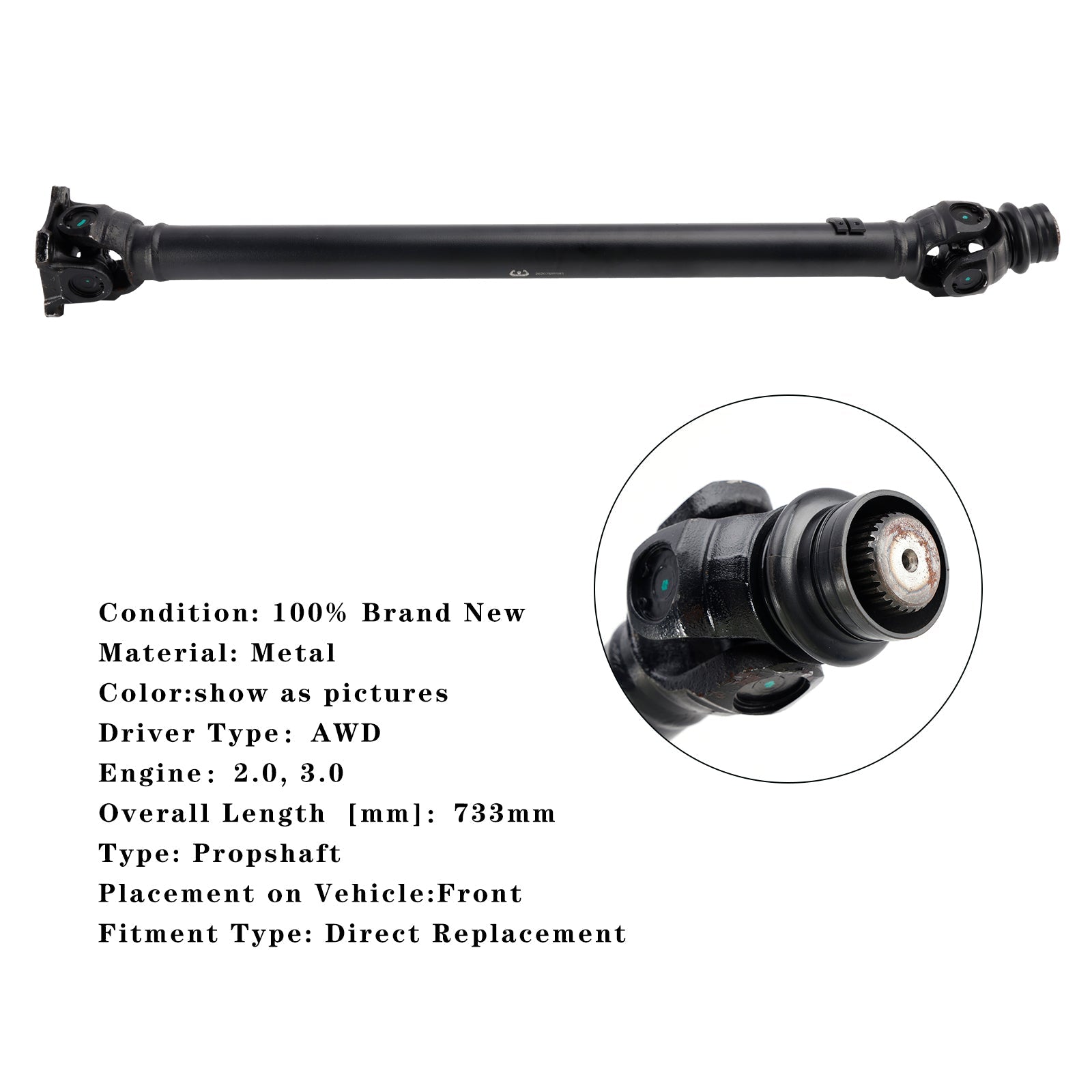 2011-2017 BMW X3 xDrive 30 d F25 3.0 AWD SUV Front Propshaft 26207589985
