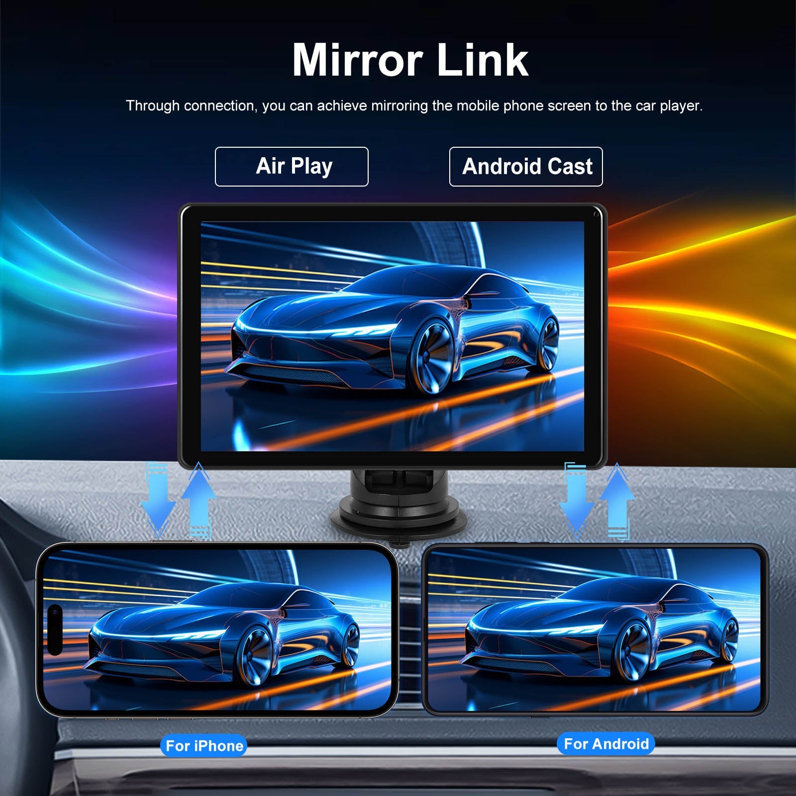 8" Touch Screen Apple CarPlay Android Auto Horizontal Vertical Switching Display