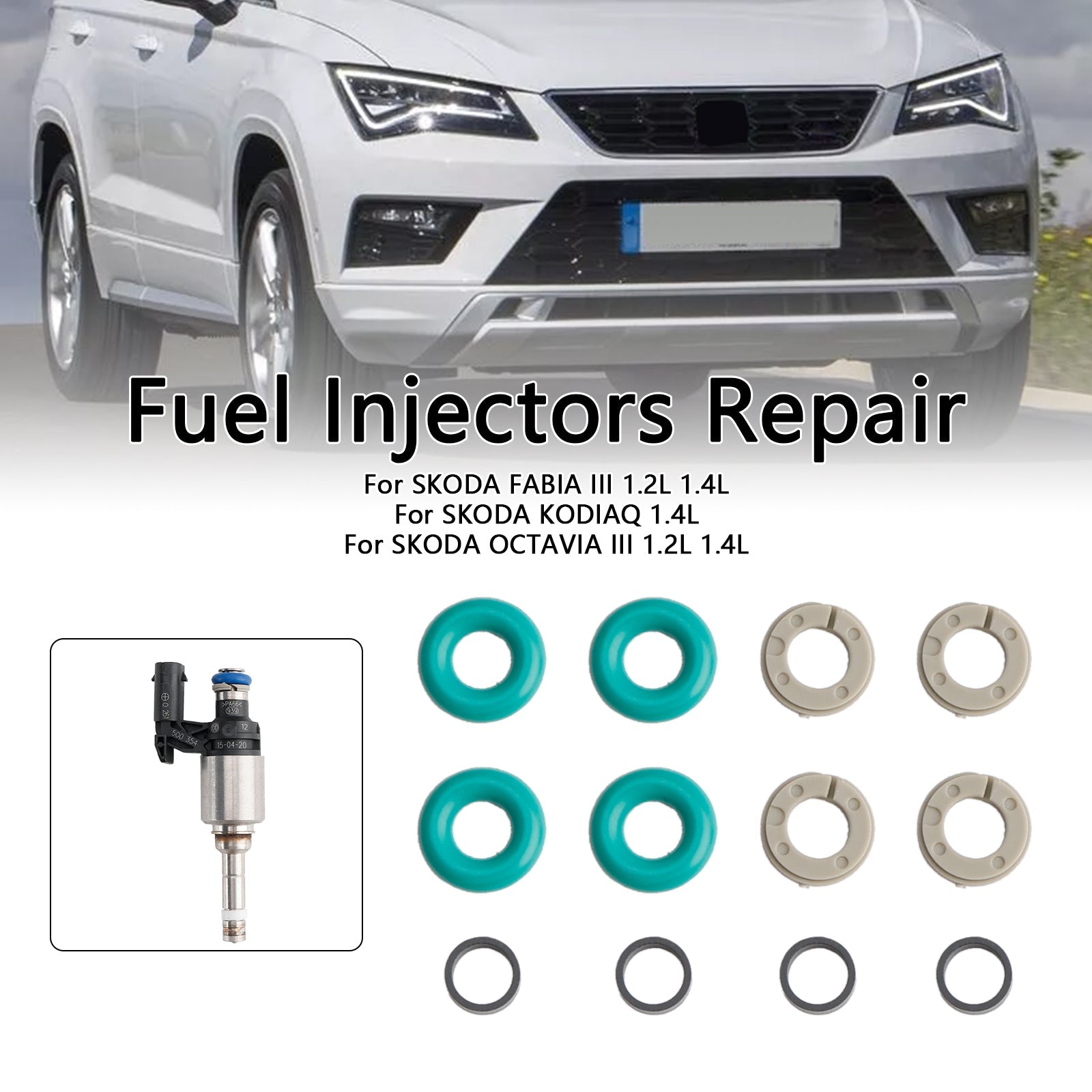 4PCS Fuel Injector Service Kit O-Ring 0261500354 Fit Audi Fit Skoda 1.2L 1.4L