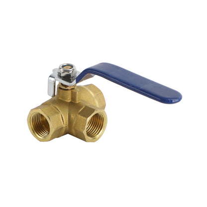 G1/2" 3 Way Ball Valve Three T Port Brass Female Type For Water Oil And Gas
