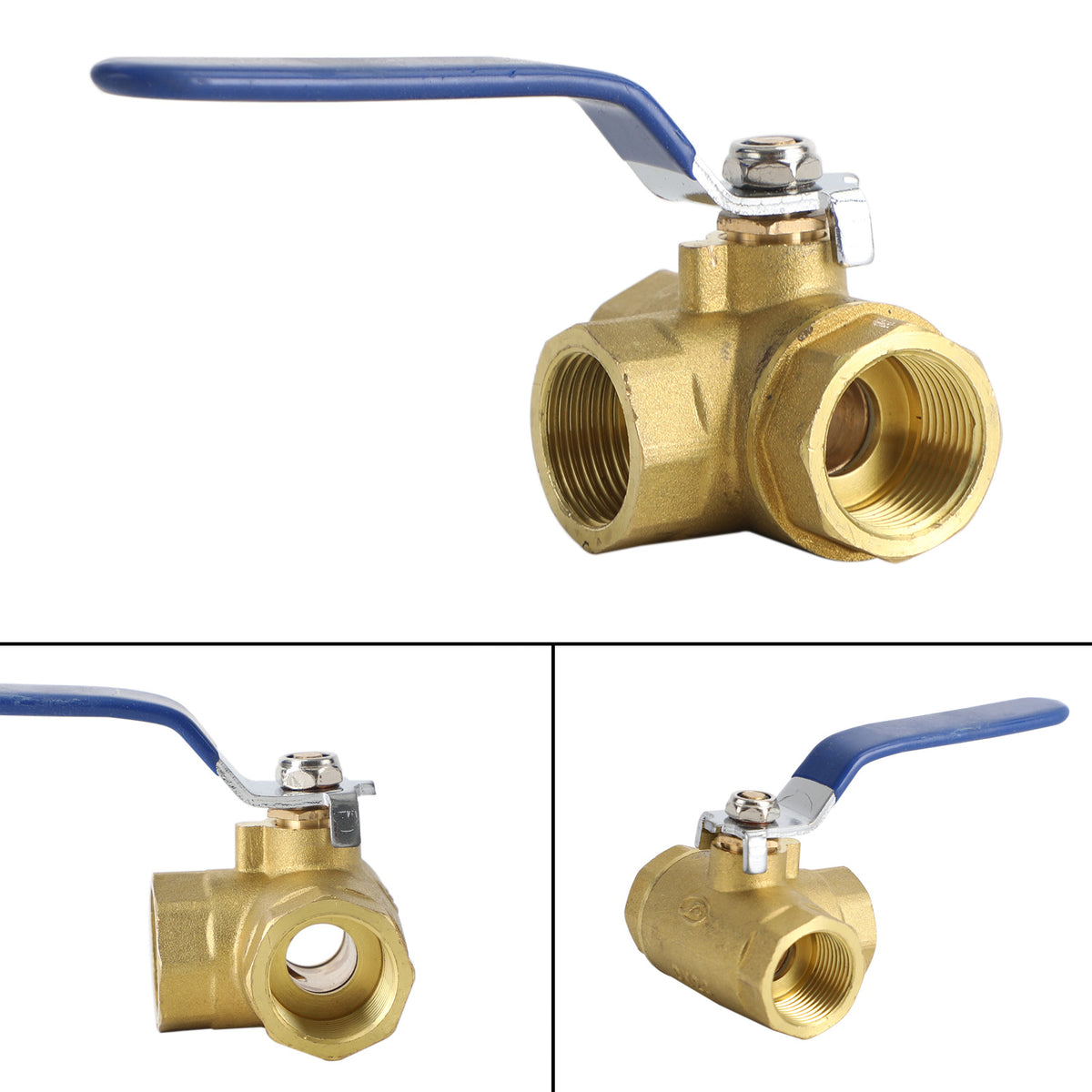 G3/4" 3 Way Ball Valve Three T Port Brass Female Type For Water Oil And Gas