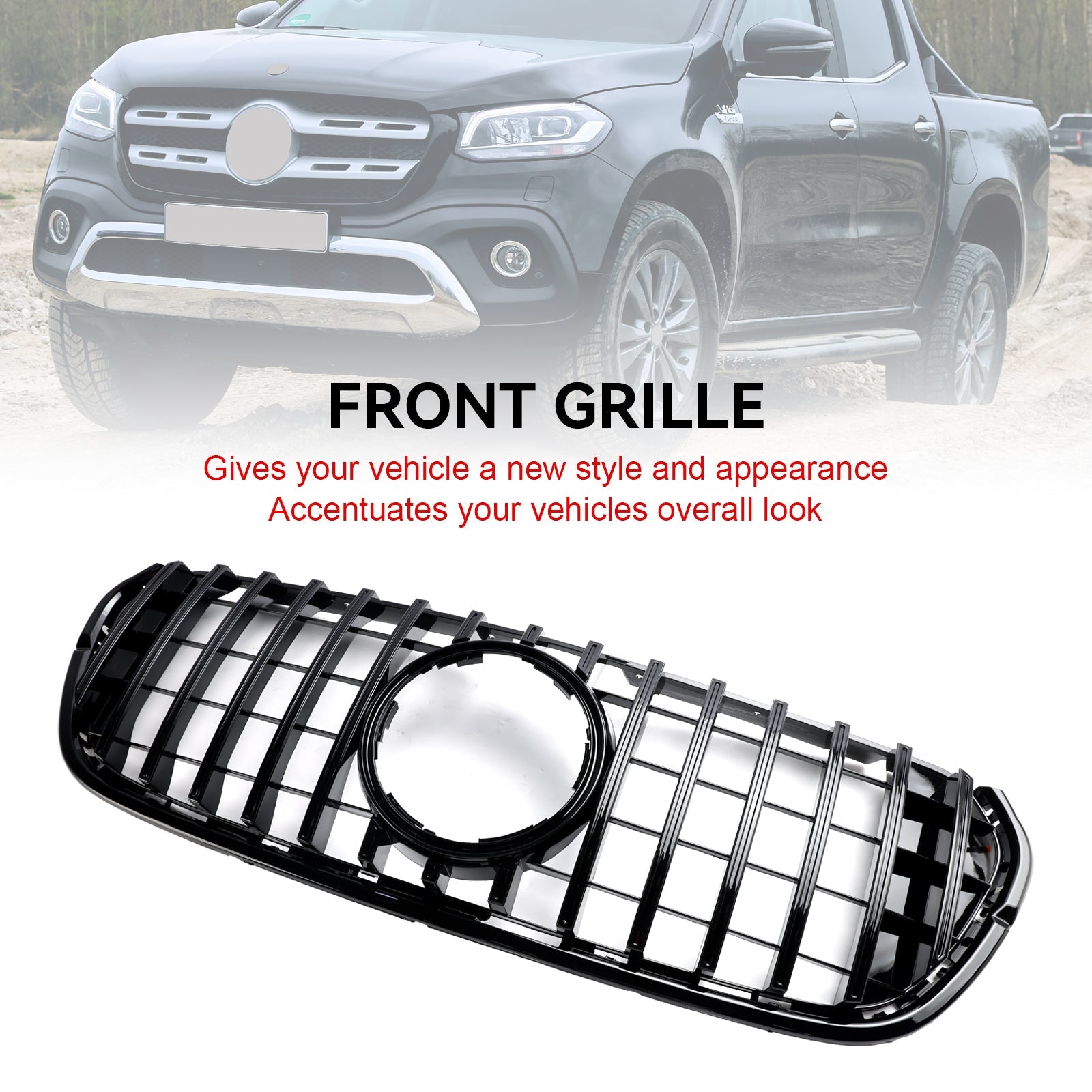 2017 2018 2019 Mercedes Benz X-Class X470 Black Front Bumper Grille Grill