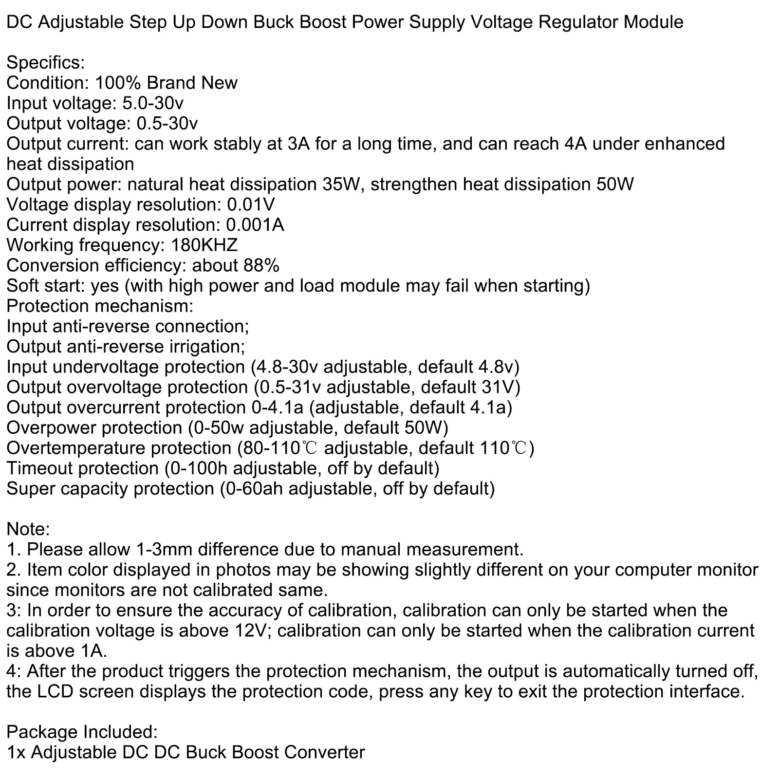 DC Adjustable Step Up Down Buck Boost Power Supply Voltage Regulator Module