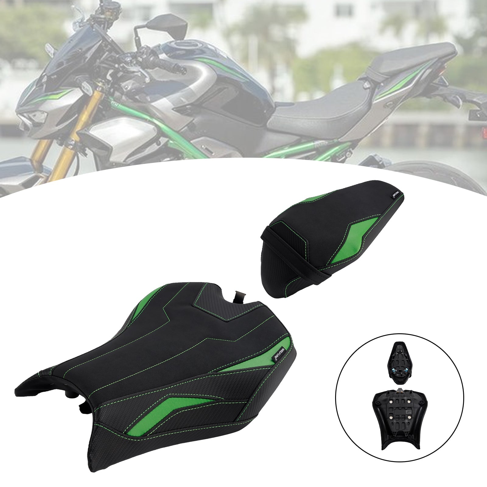 2025- For Kawasaki Ninja Z900 Zr900-F Driver&Passenger Seat Rear Cushion Green1