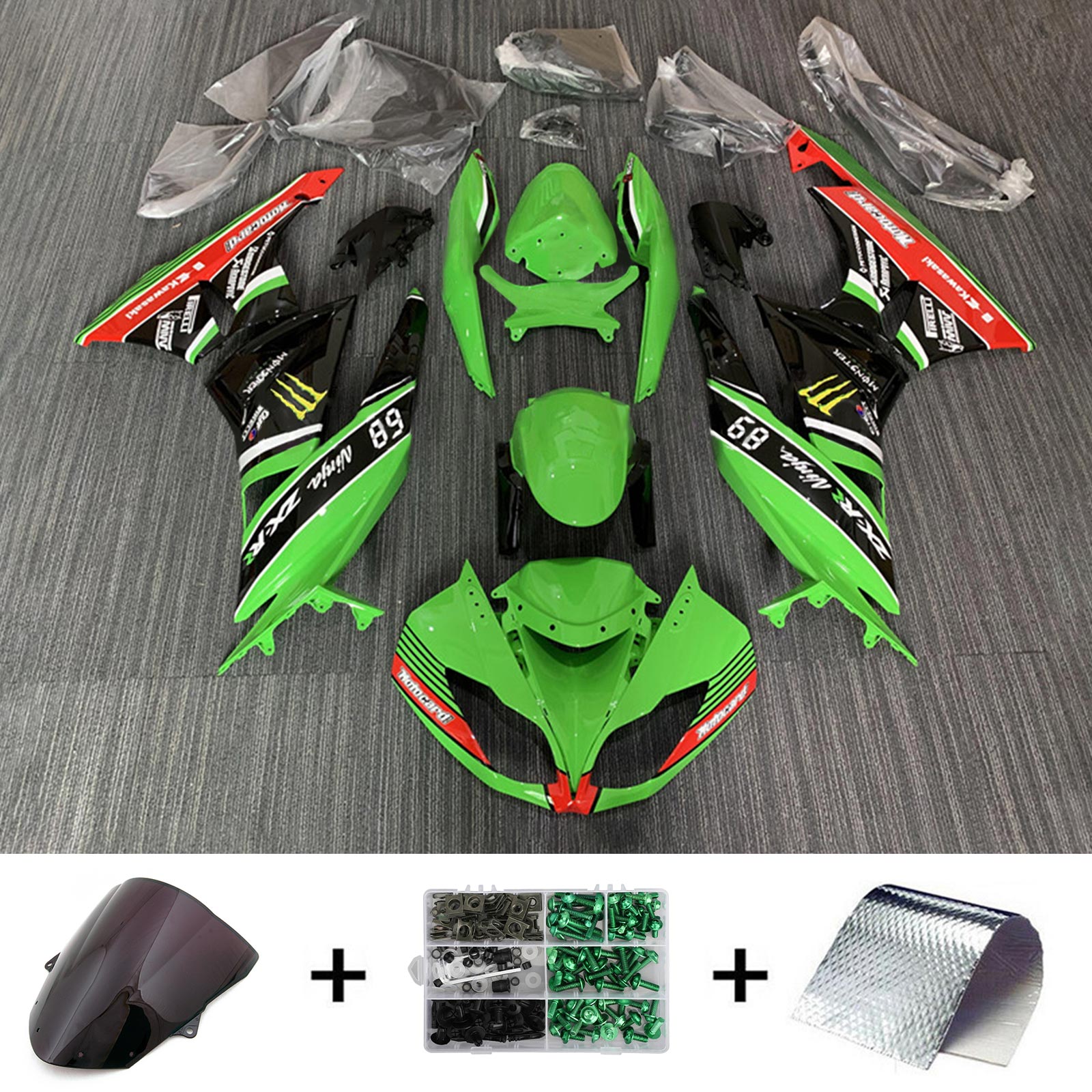 2009-2012 Kawasaki ZX6R 636 Fairing Kit Bodywork Plastic ABS