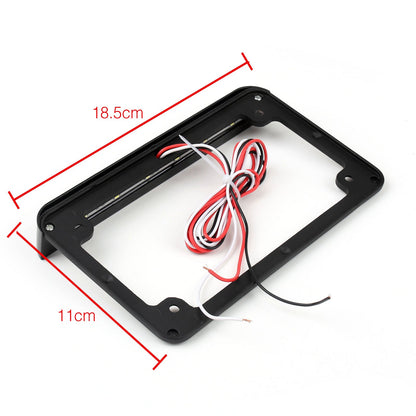 Universal Motorcycle 6" LED License Plate Frame With LED Tail Brake Light Black Generic