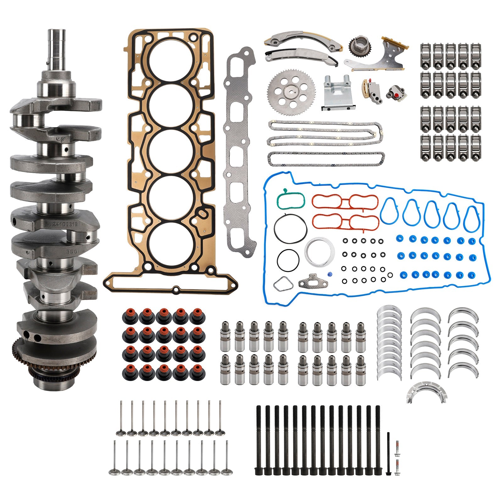 2007-2008 Isuzu I-370 3.7L 3654CC 223CID L5 DOHC Engine Rebuild Kit Crankshaft 89017791 HS26390PT