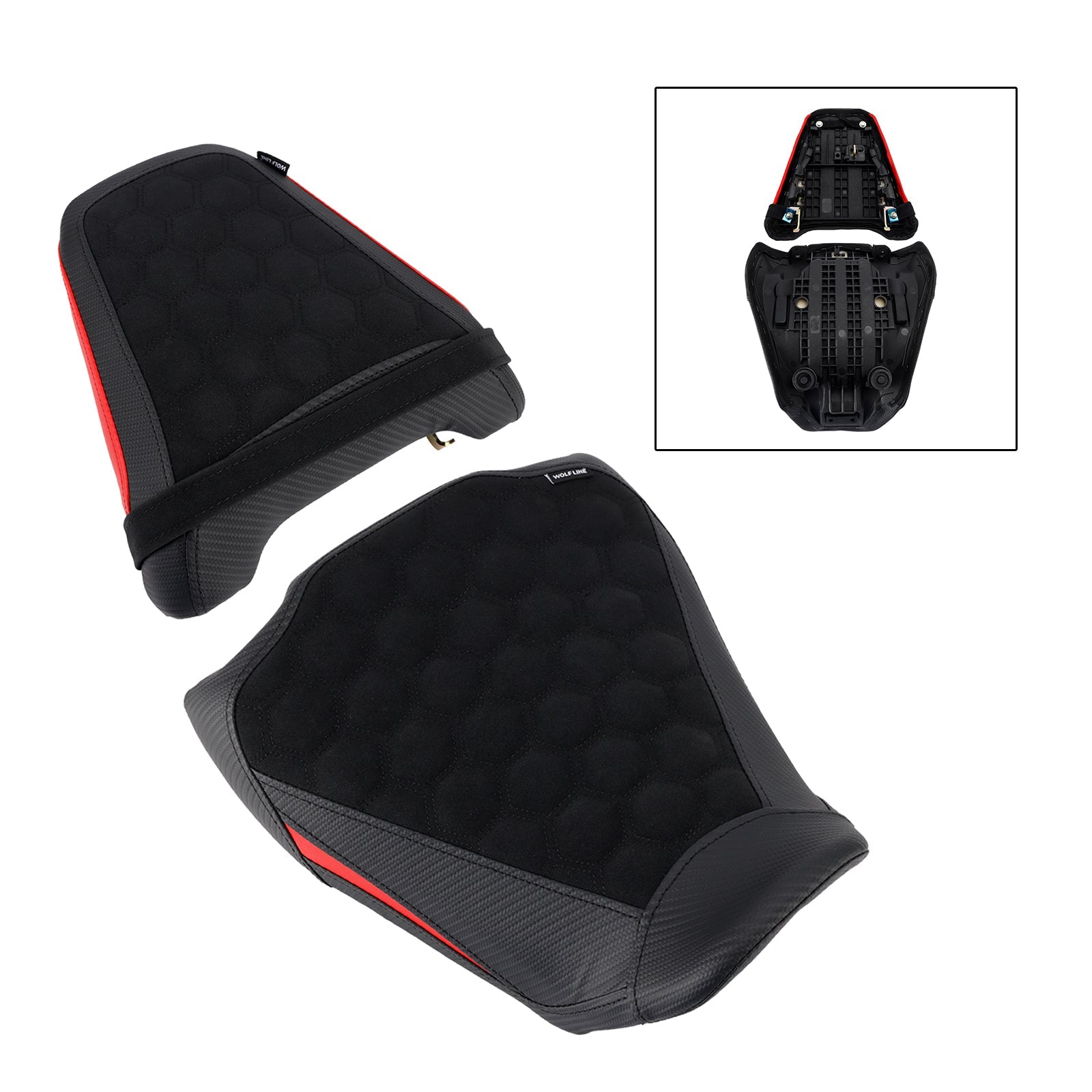 2024-2025 For Honda Cb650R Cbr650R Front&Rear Raider Passenger Cushion Kit Red1