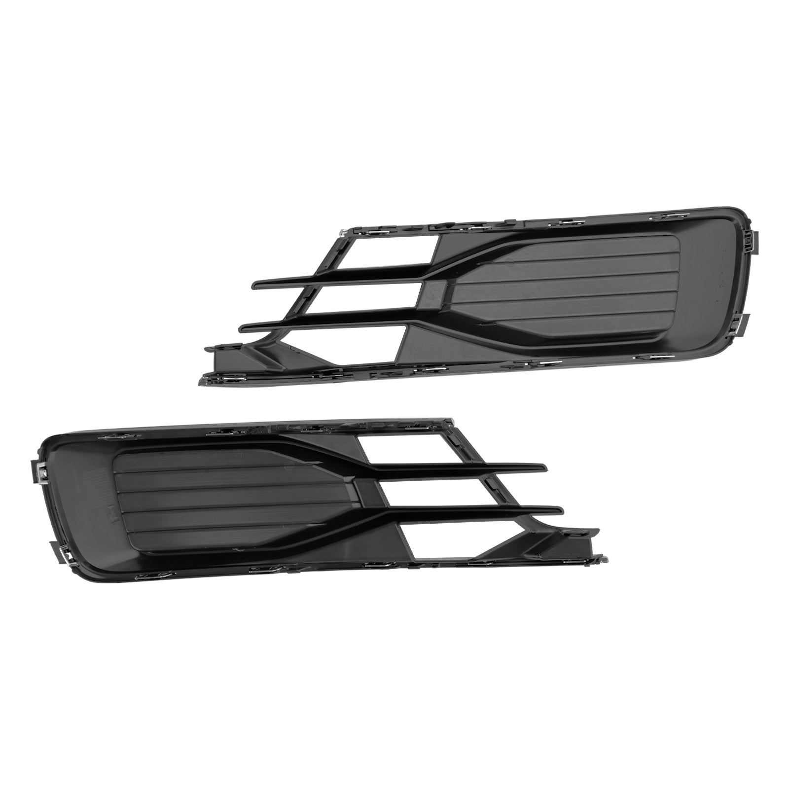 2014-2018 Audi A6 C7 2PCS Front Bumper Foglight Cover Grill Black Chrome