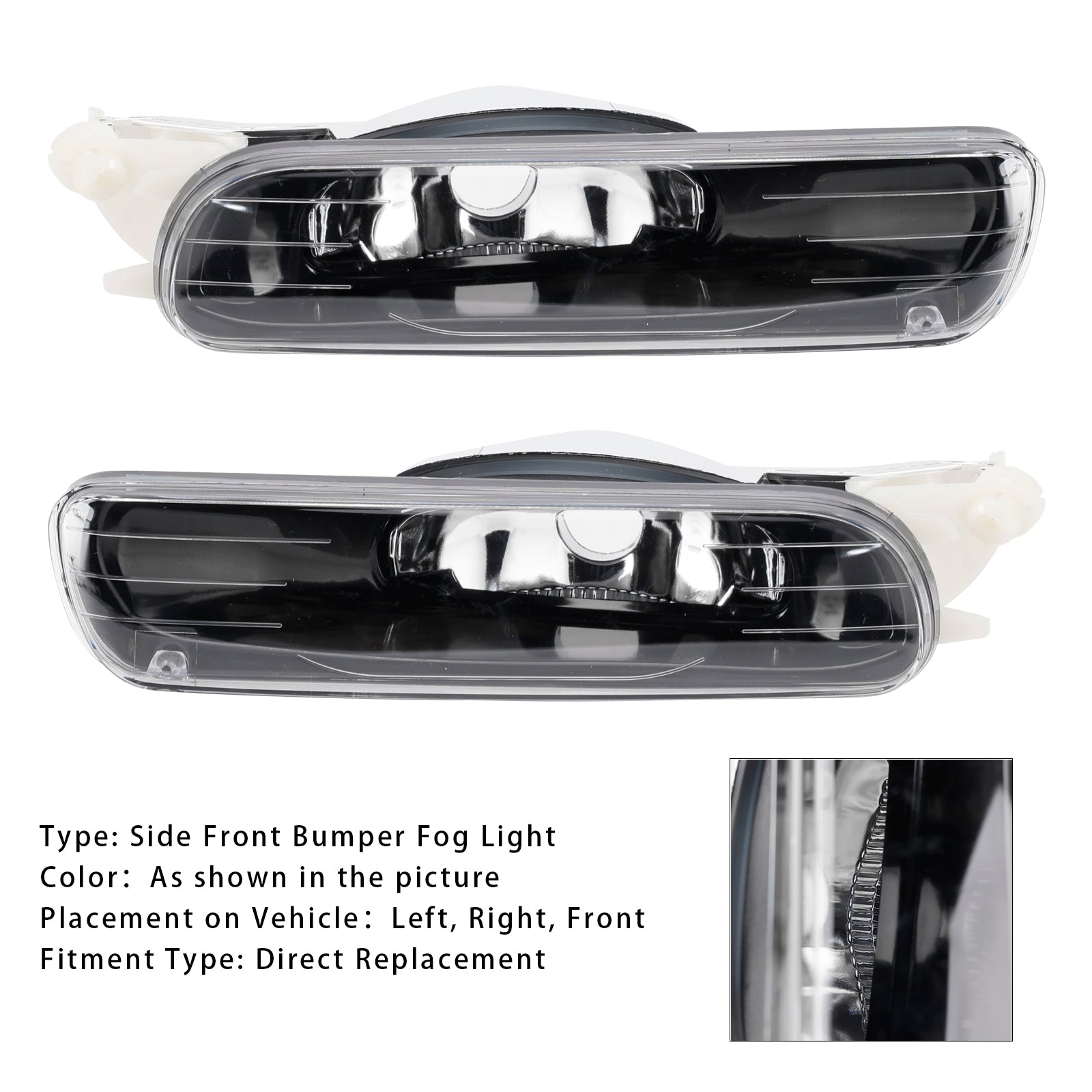 Pair Front Bumper Fog Light Without Blubs For E46 323i 325i 1998-2001（Pre-LCI）