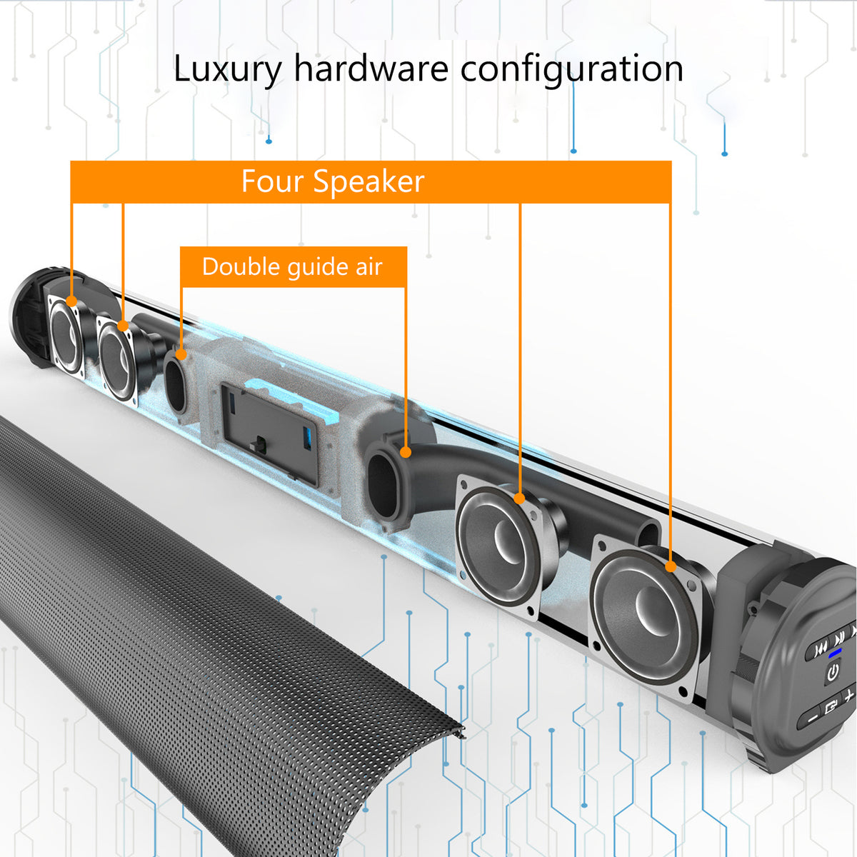 Bluetooth 5.0 Home TV Sound Bar 4 Speaker System Wireless Subwoofer 3D Surround