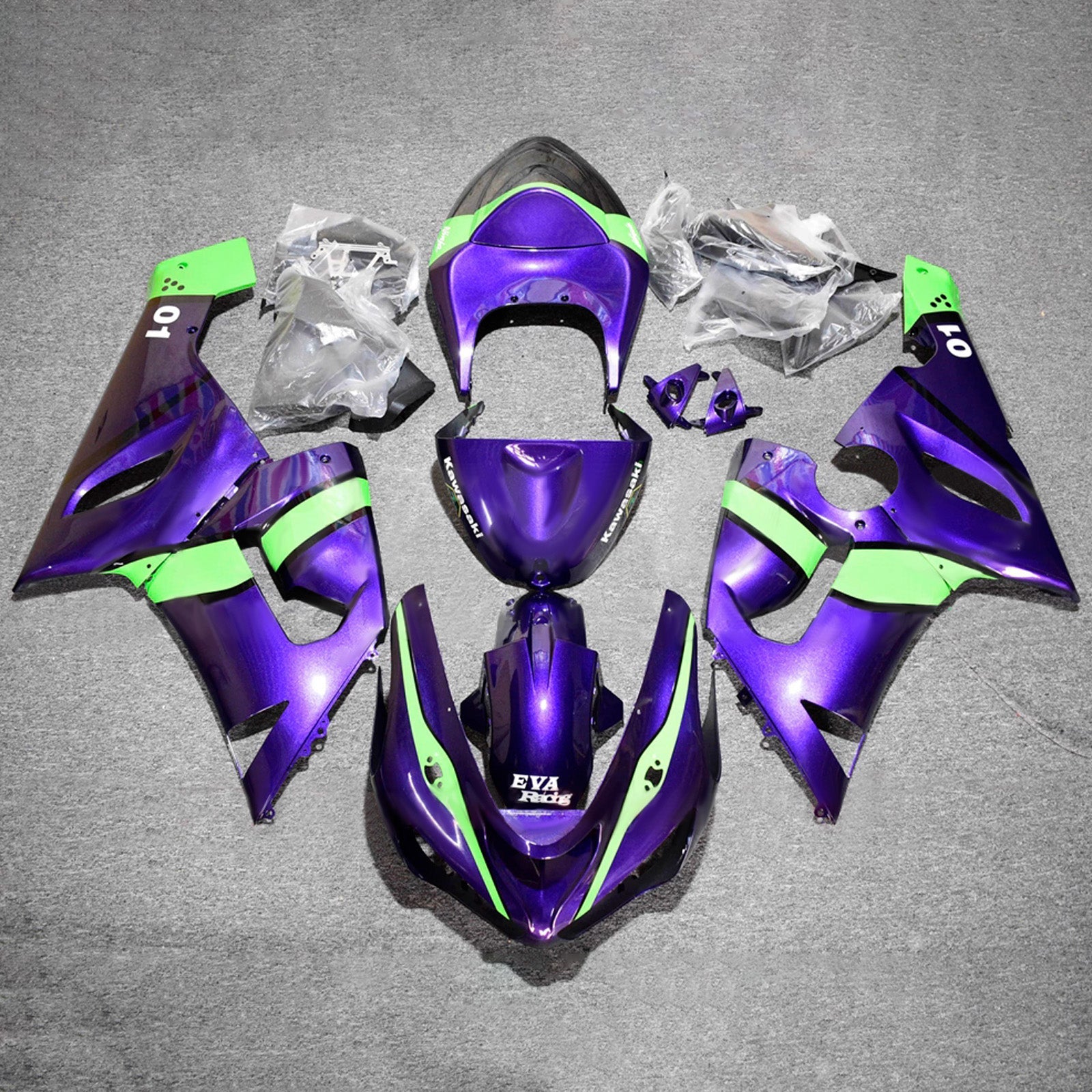 Injection Fairing Kit Bodywork Plastic ABS fit For Kawasaki ZX6R 636 2005-2006