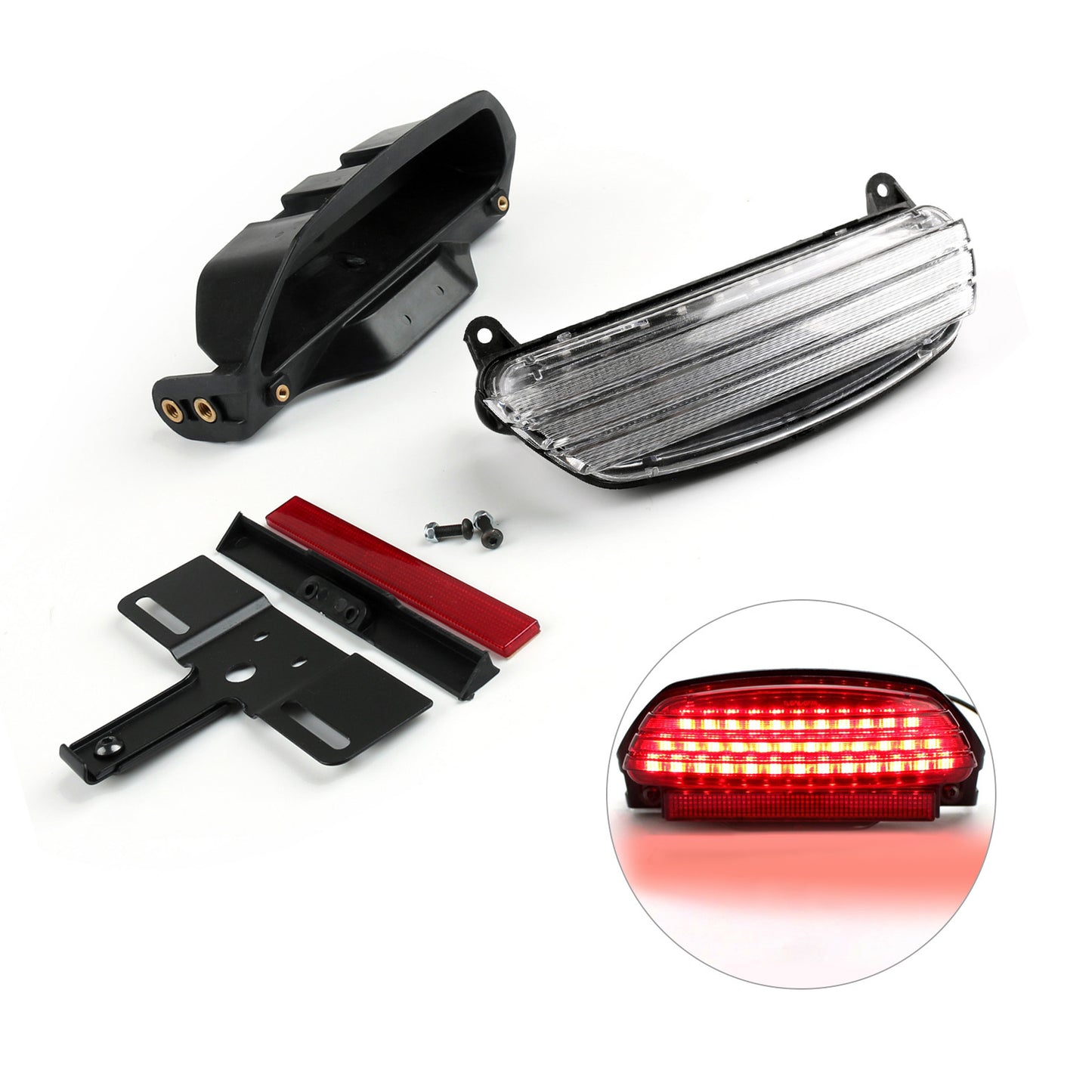 Softail FXST FXSTB FXSTC Blk Tri-Bar Fender LED Tail Light + Bracket