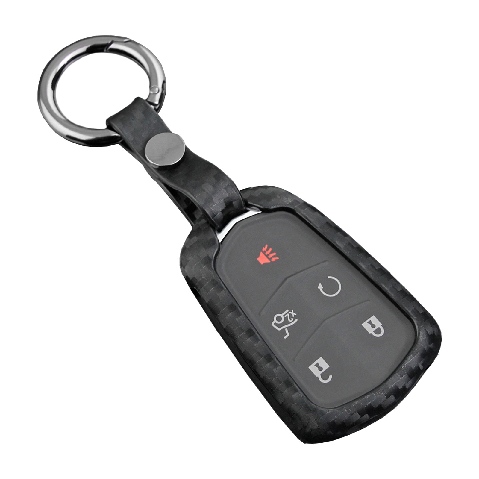 Leather Silicone Car Key Case Cover With Buckle For Cadillac