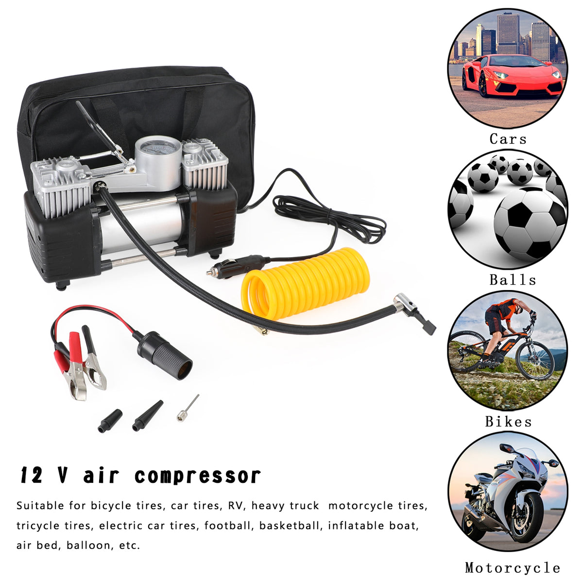 Heavy Duty Electric Air Tire Pump 12V Inflator Auto Car Truck Compressor 150PSI