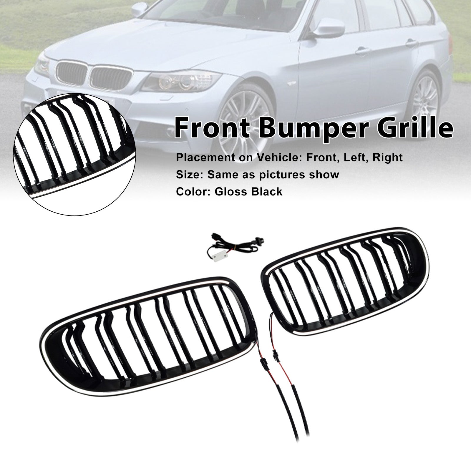 2009-2011 Fit BMW 3 Series E90/E91 LCI Double Rib Front Kidney Grill Grille