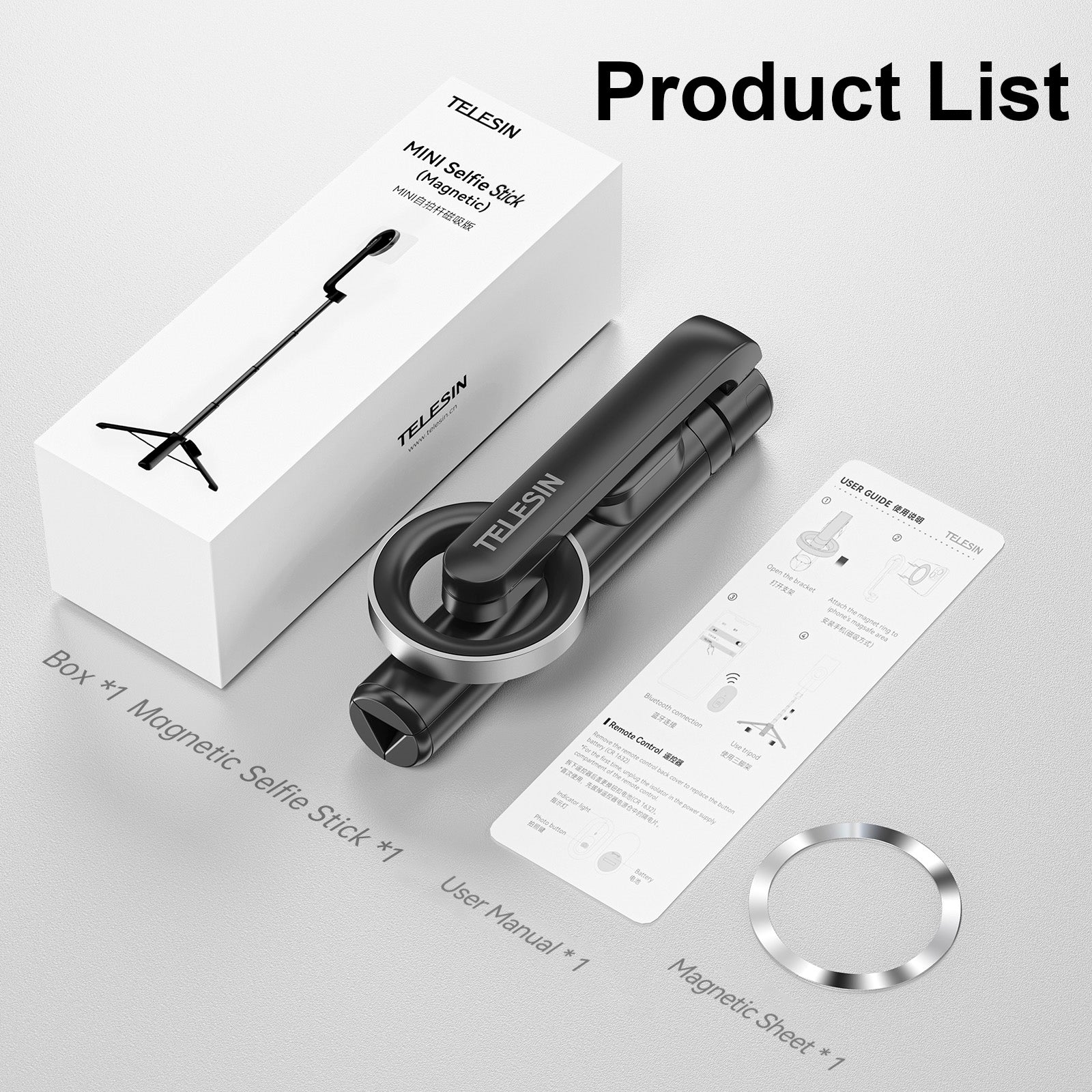 Magnetic Mobile Phone Mini Selfie Stick Magesafe Bluetooth Aluminum Alloy Tripod
