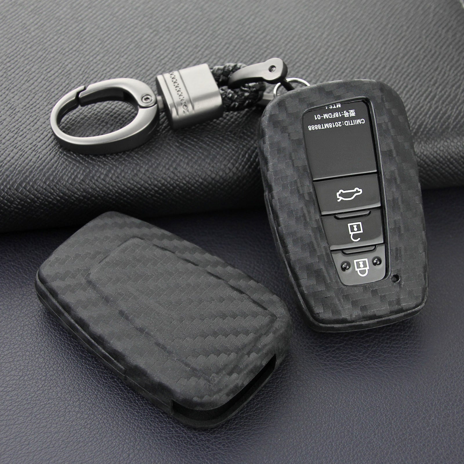 Leather Silicone Car Key Case Cover With Buckle For Toyota Camry