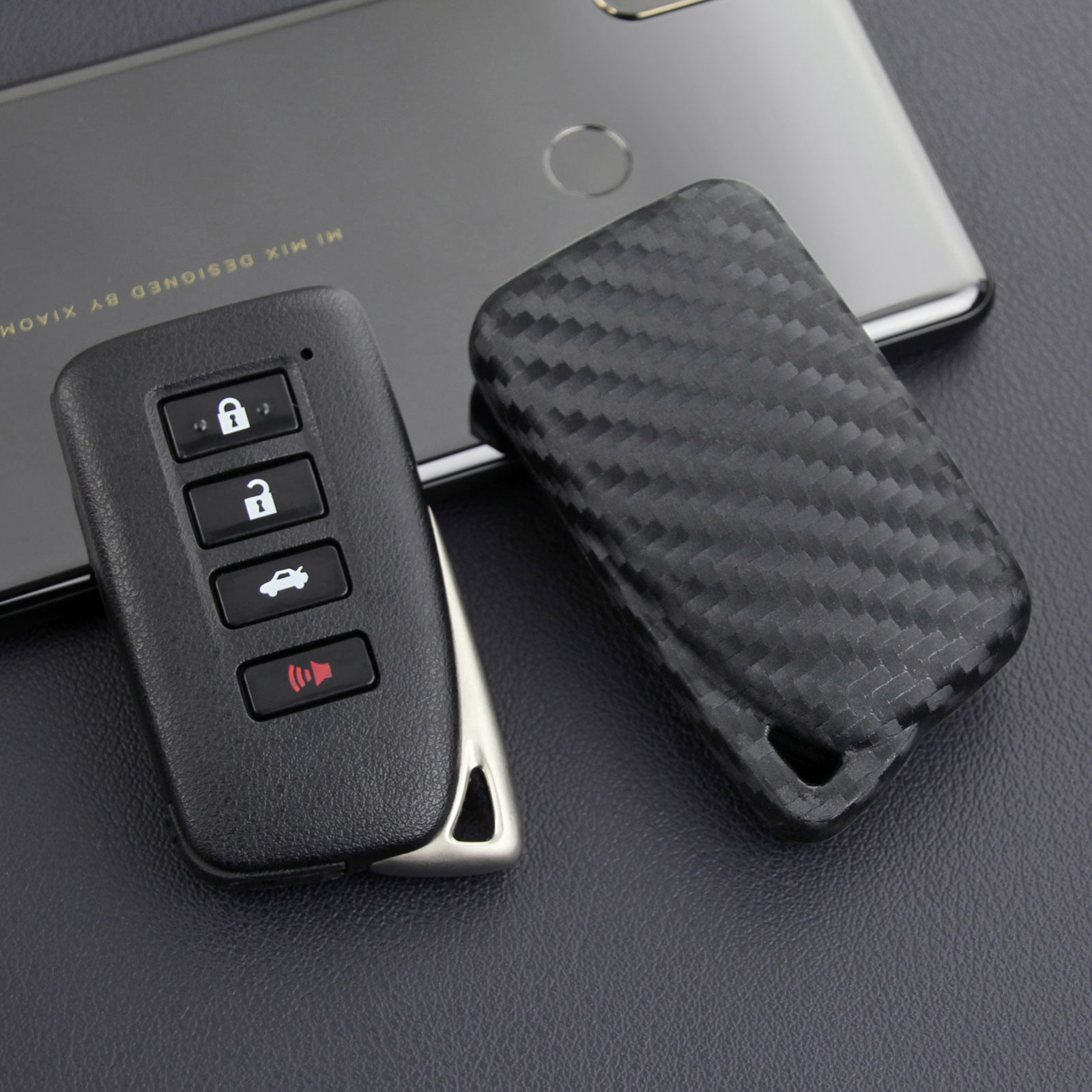 Leather Silicone Car Key Case Cover With Buckle For Lexus