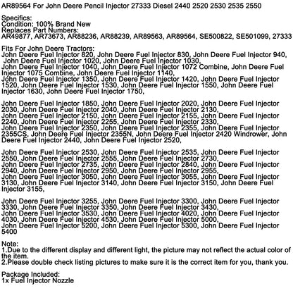 AR89564 For John Deere Pencil Injectors Tractor 27333 1520 1530 2020 2030, 1Pcs