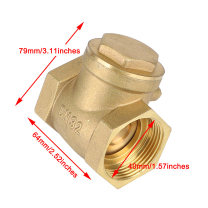 1/2" 3/4" 1" 2" Female Thread Brass Horizontal DN15 Non-Return Swing Check Valve, 1-1/4"