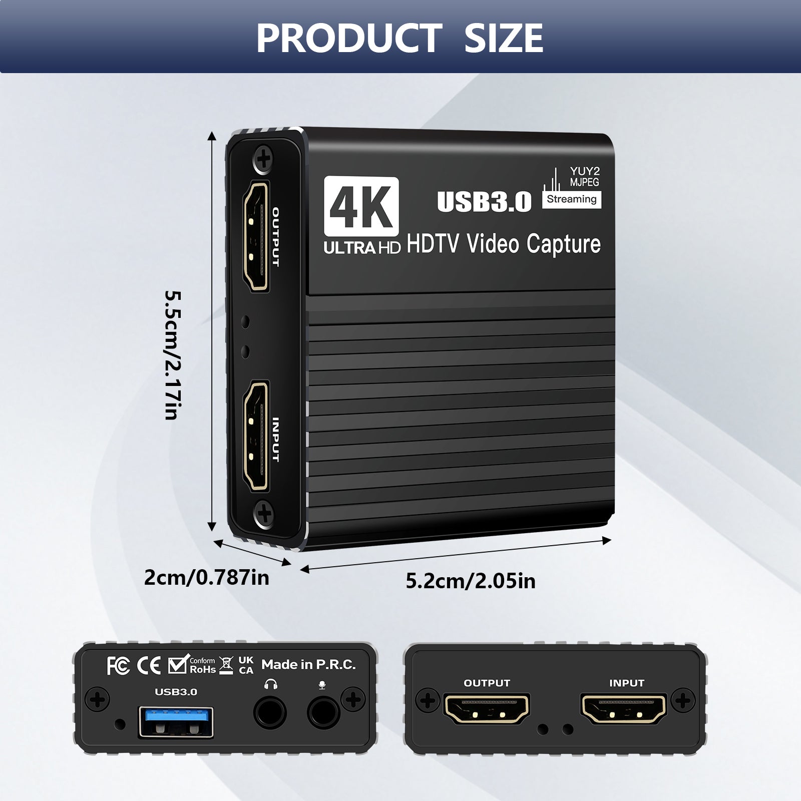 USB 3.0 Video Capture Card HDMI 4K Recording Box Game Live Broadcast Microphone